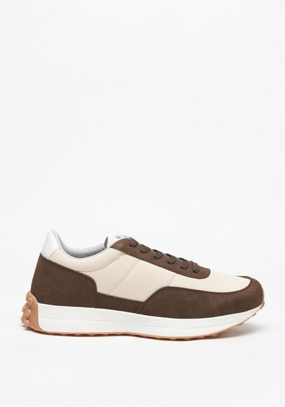 Lee Cooper Men's Textured Sneakers with Panel Detail and Lace-Up Closure