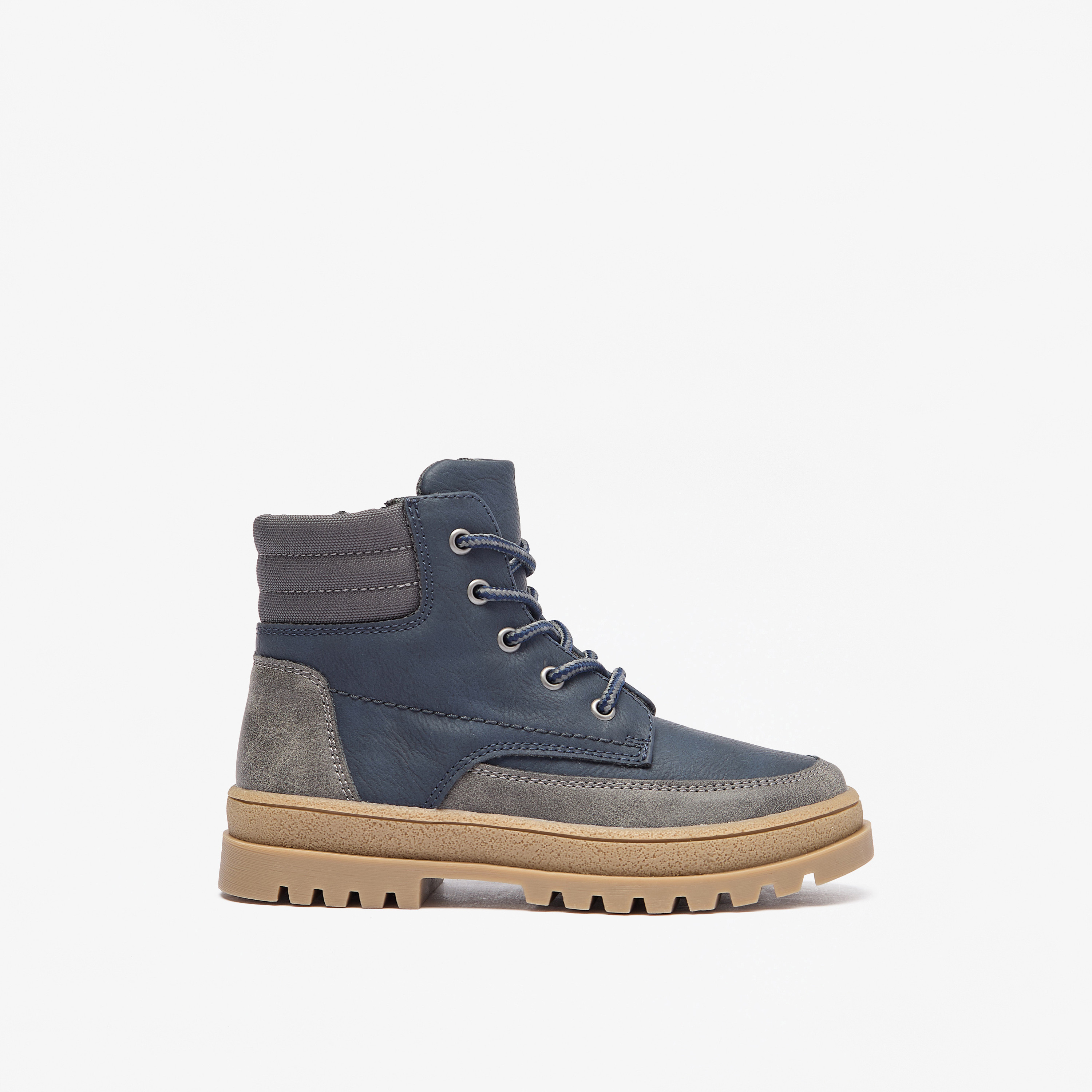 Juniors Panelled Low Ankle Boots with Lace Detail and Zip Closure-boys-shoes-boots-image-8
