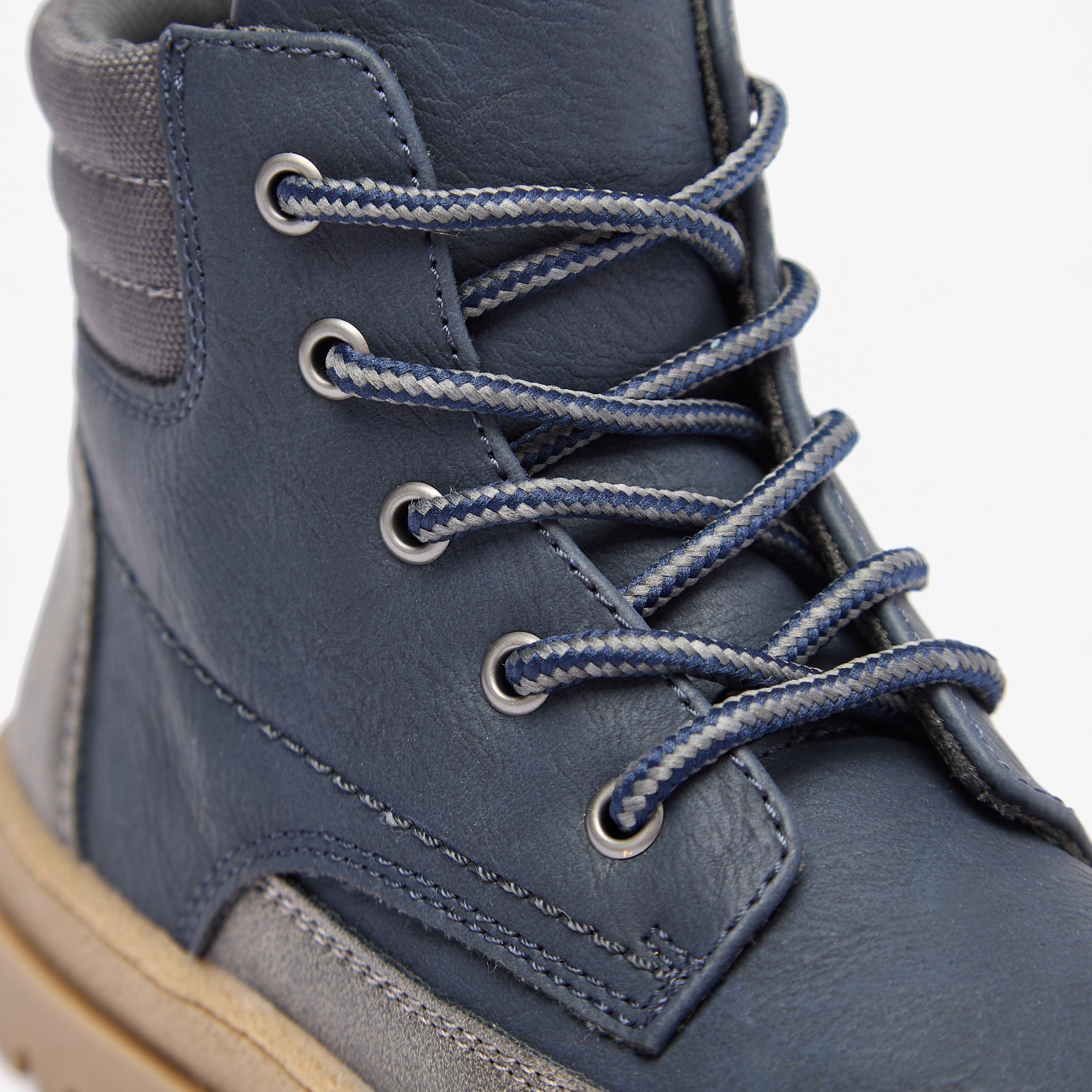 Juniors Panelled Low Ankle Boots with Lace Detail and Zip Closure-boys-shoes-boots-image-10