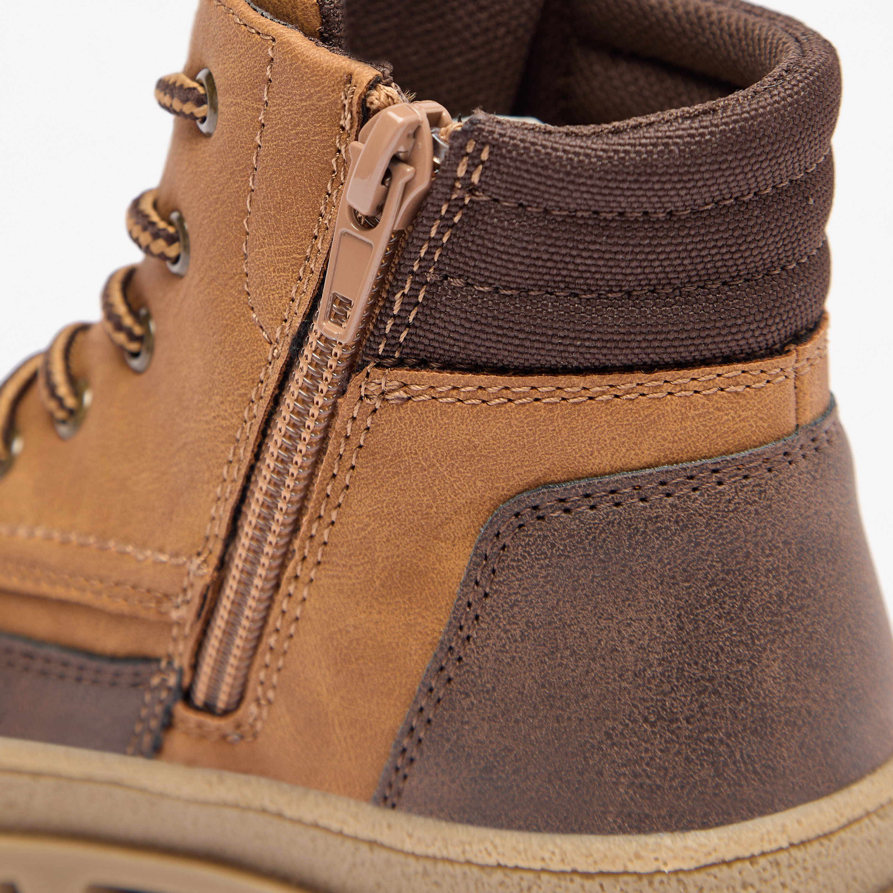 Juniors Panelled Low Ankle Boots with Lace Detail and Zip Closure-boys-shoes-boots-image-4