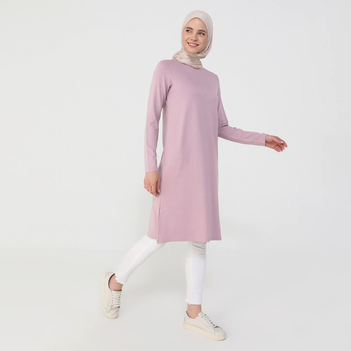 تونيك نسائي من مودانيسا بلون وردي سادة برقبة دائرية-women-clothing-shirtsandblouses-blouses-image-3