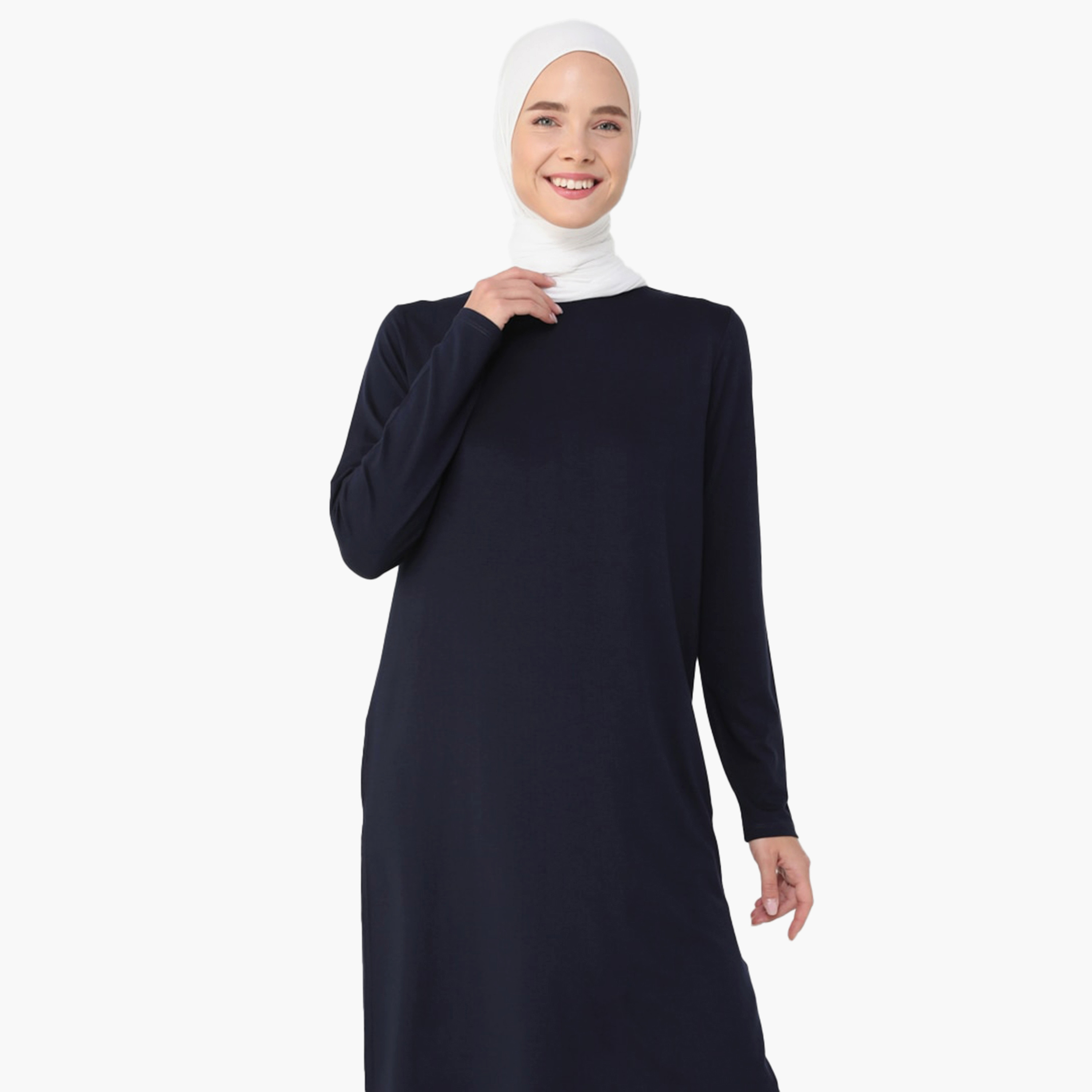 تونيك سادة بأكمام طويلة ورقبة دائرية مربوطة من مودانيسا-women-clothing-shirtsandblouses-blouses-image-3