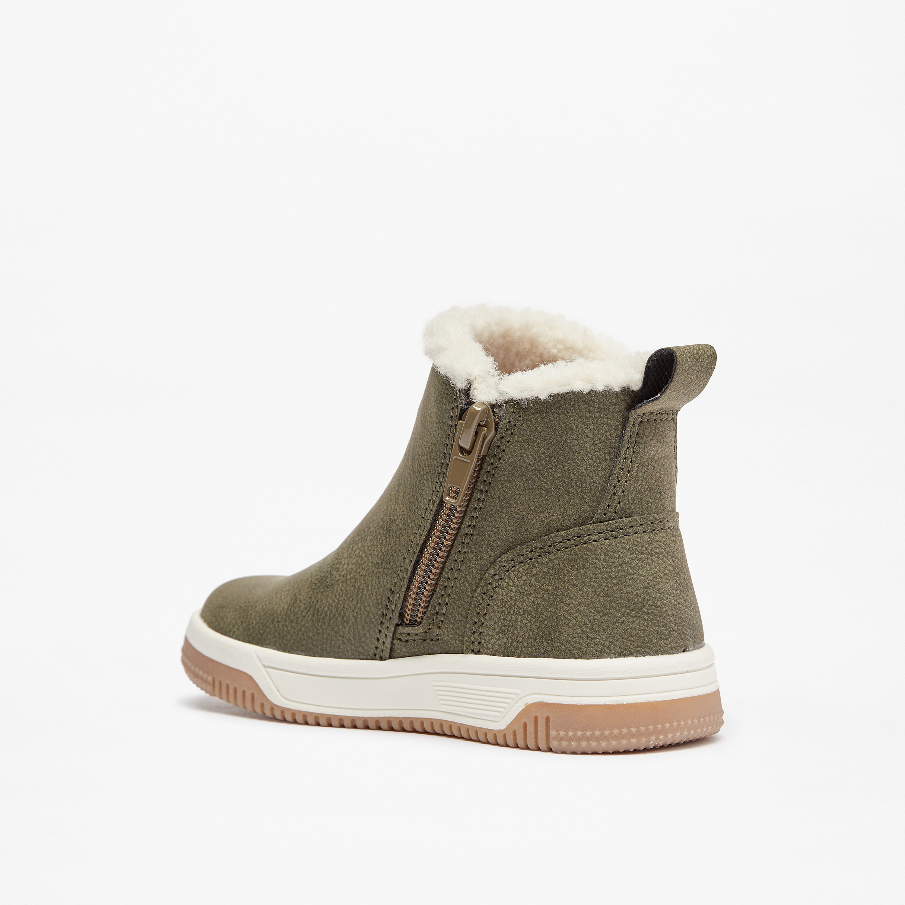 Juniors Solid Ankle Length Boots with Zip Closure and Pull Tabs-boys-shoes-boots-image-2