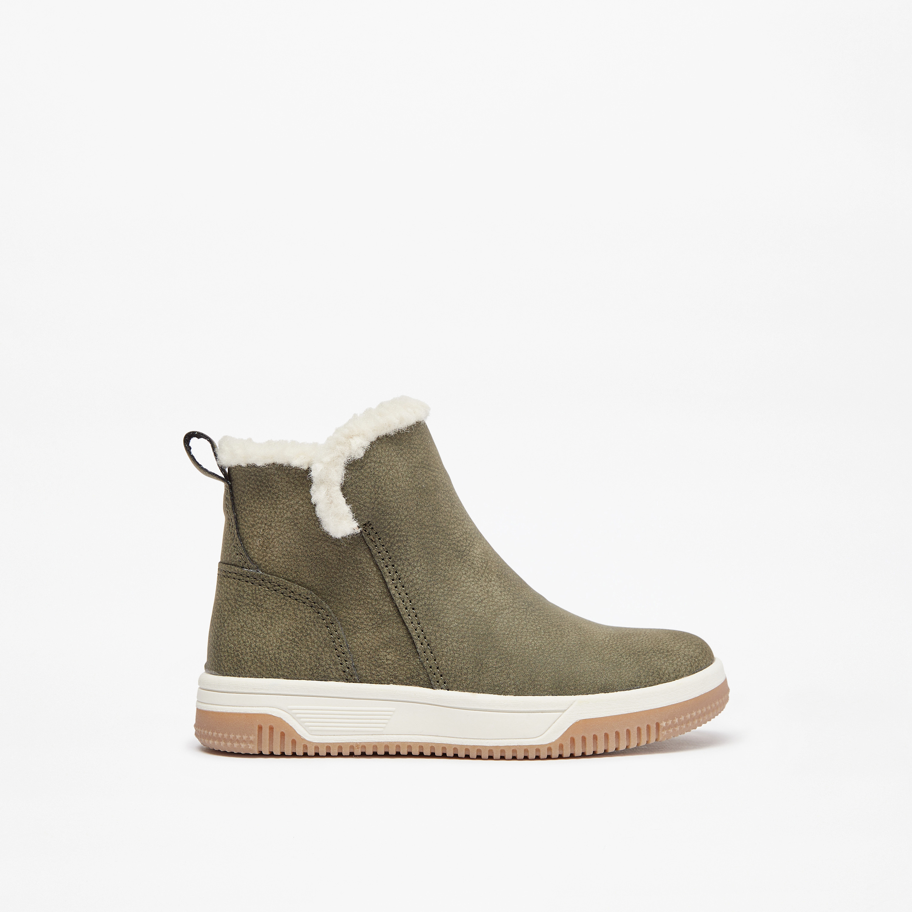 Juniors Solid Ankle Length Boots with Zip Closure and Pull Tabs-boys-shoes-boots-image-3