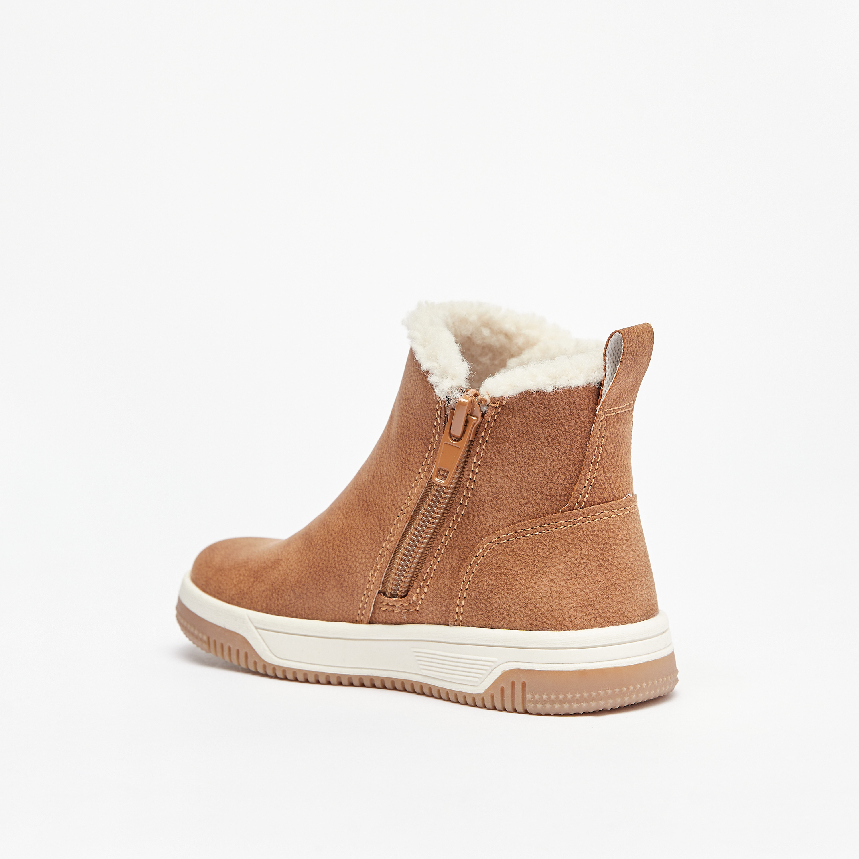 بوت سادة بطول الكاحل مع سحاب إغلاق من جونيورز-boys-shoes-boots-image-4