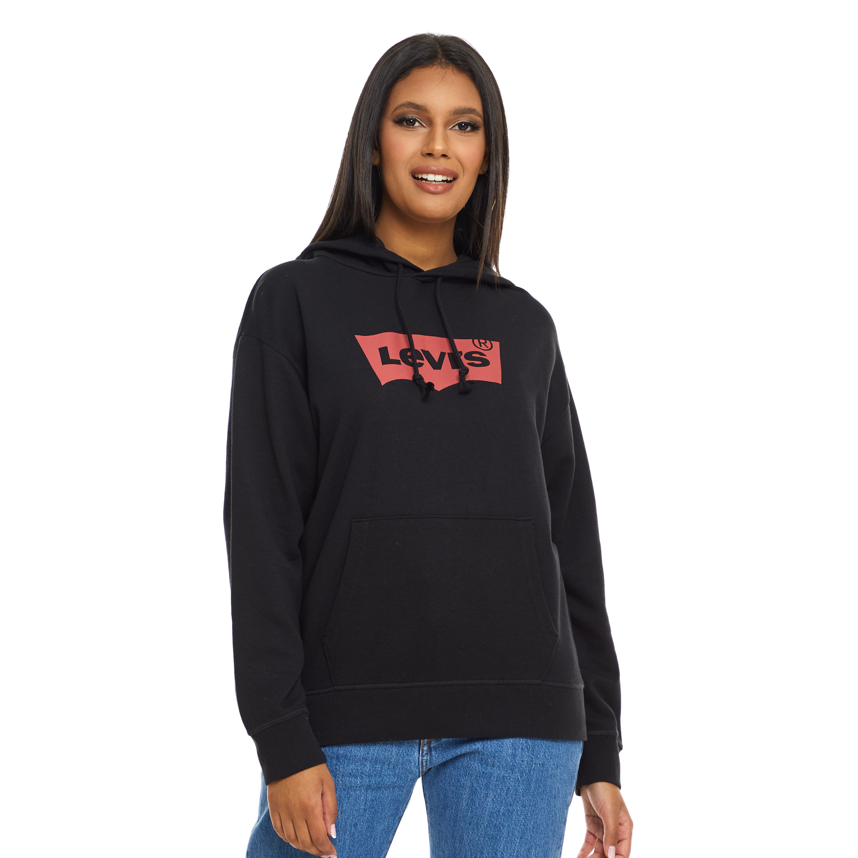 Levi's Women Black Logo Kangaroo Pocket Hoodie-women-clothing-hoodiesandsweatshirts-hoodies-image-1