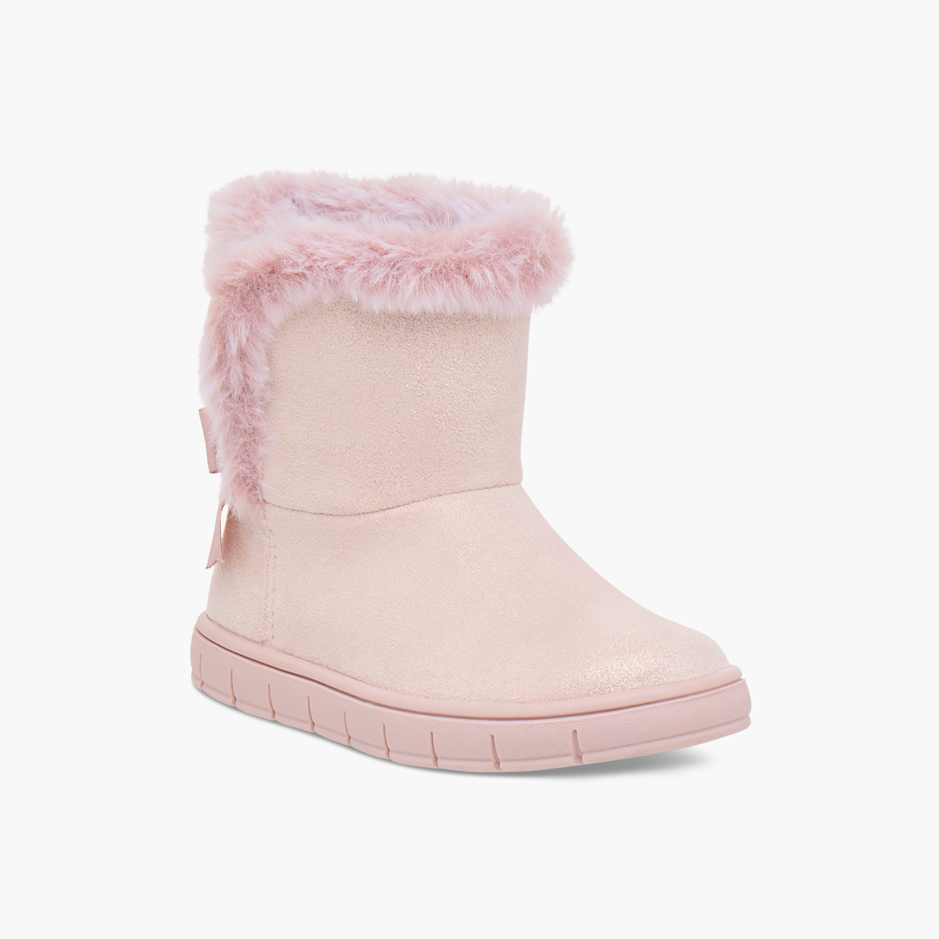 حذاء طويل سهل الارتداء وبارز الملمس من الفرو الصناعي من بيرفيت-girls-shoes-boots-image-2