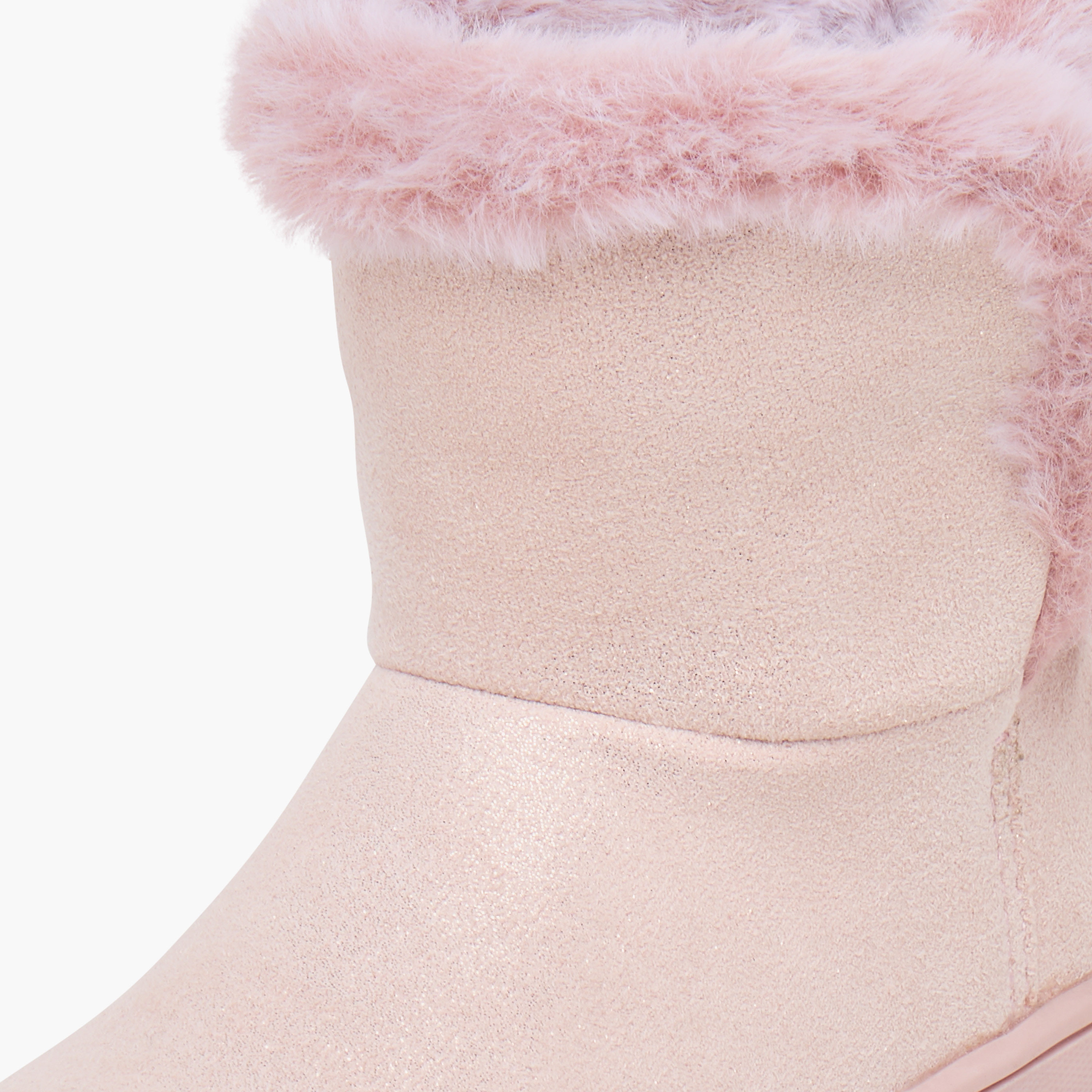 Barefeet Faux Fur Textured Slip-On High Cut Boots-girls-shoes-boots-image-4