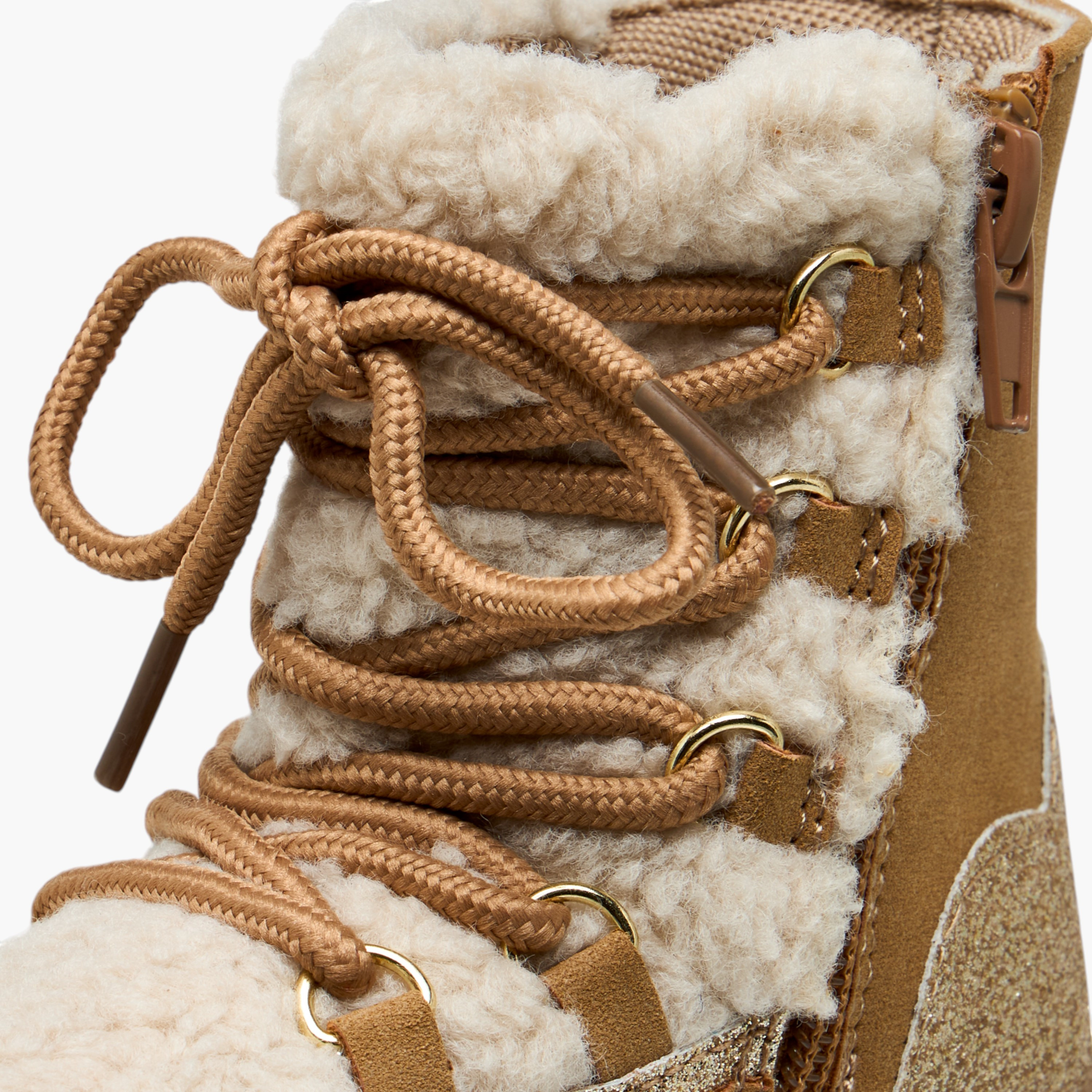 Barefeet Panelled Lace-Up Ankle Boots with Pull Tabs-girls-shoes-boots-image-6