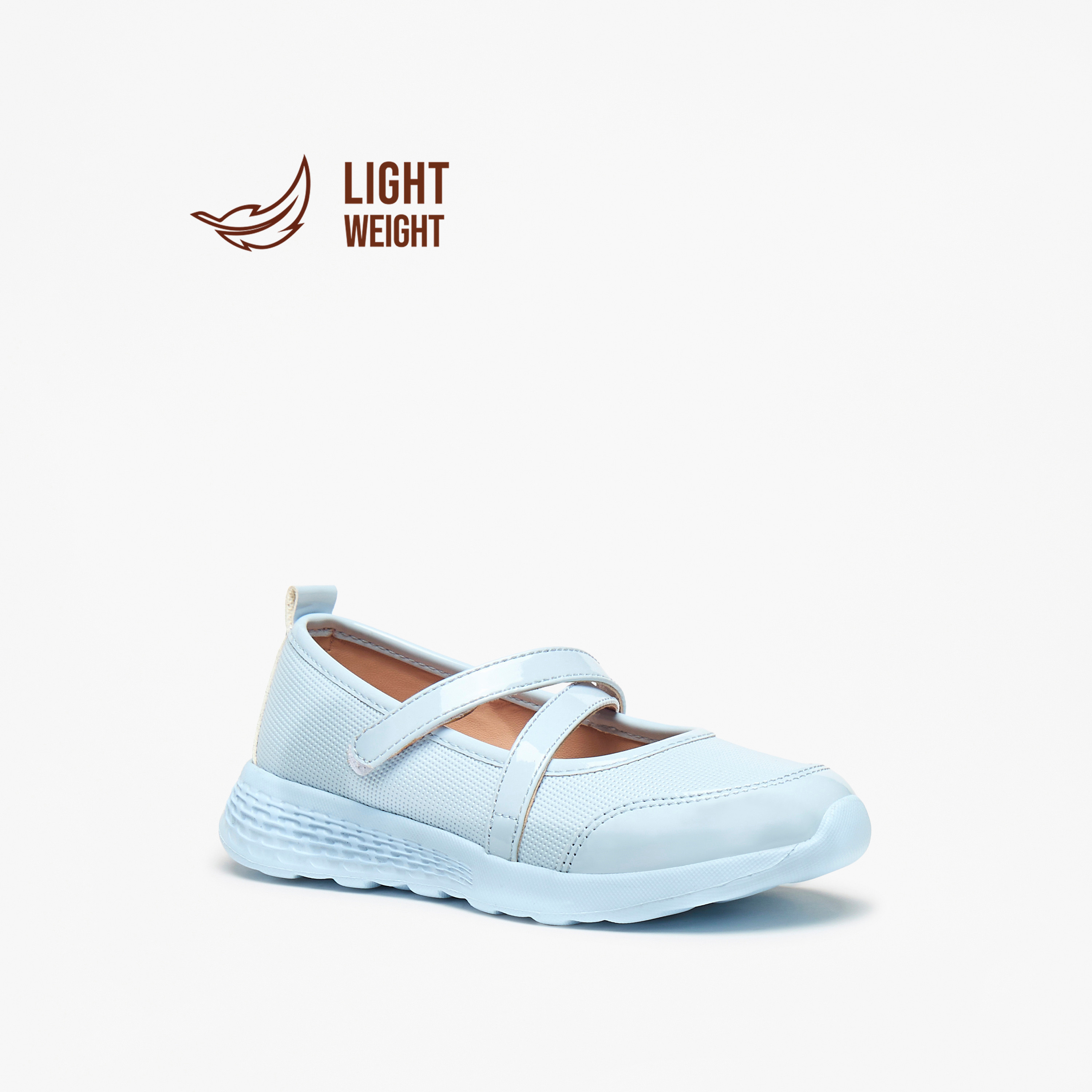 Little Missy Panelled Mary Jane Shoes with Hook and Loop Closure-girls-shoes-schoolshoes-image-1