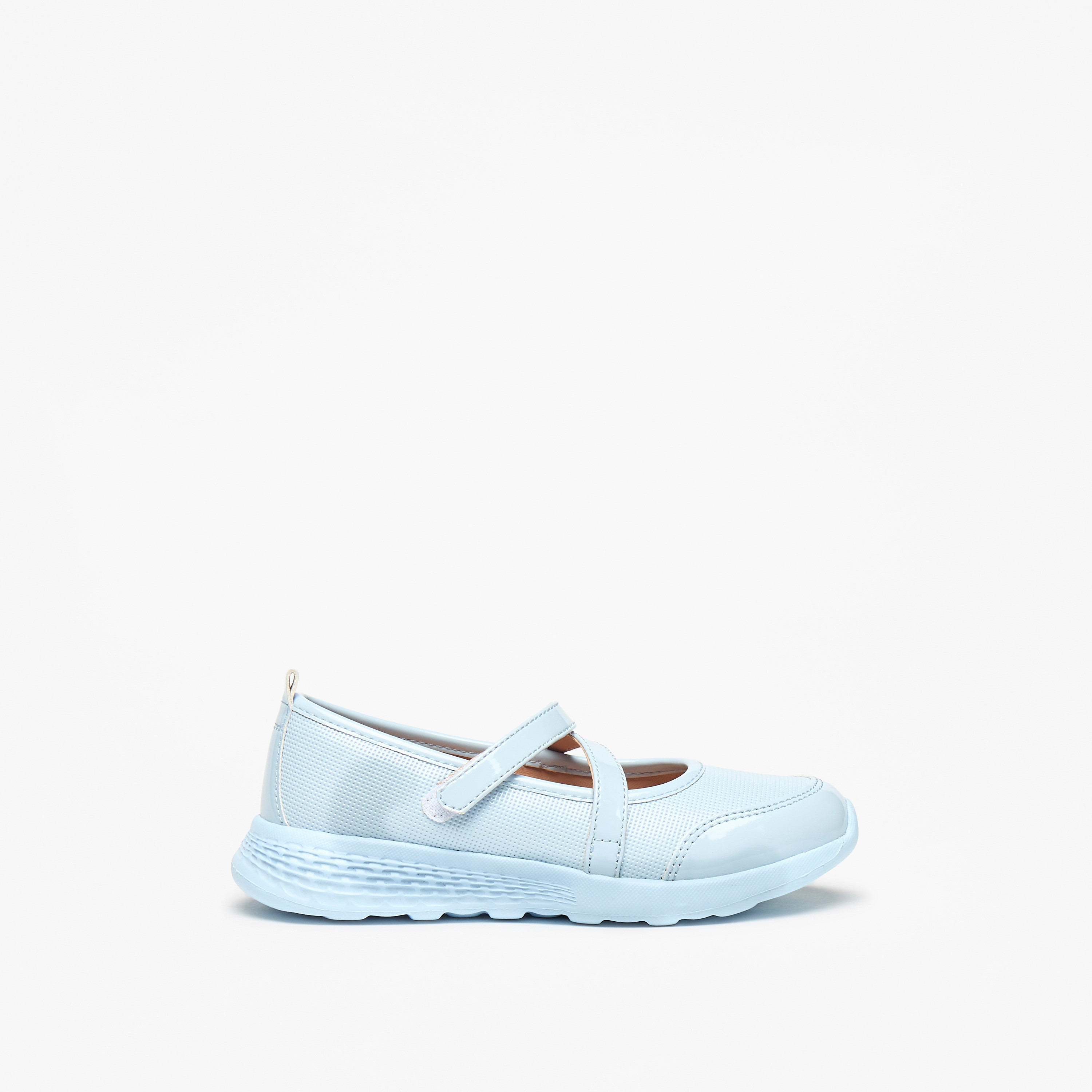 Little Missy Panelled Mary Jane Shoes with Hook and Loop Closure-girls-shoes-schoolshoes-image-3