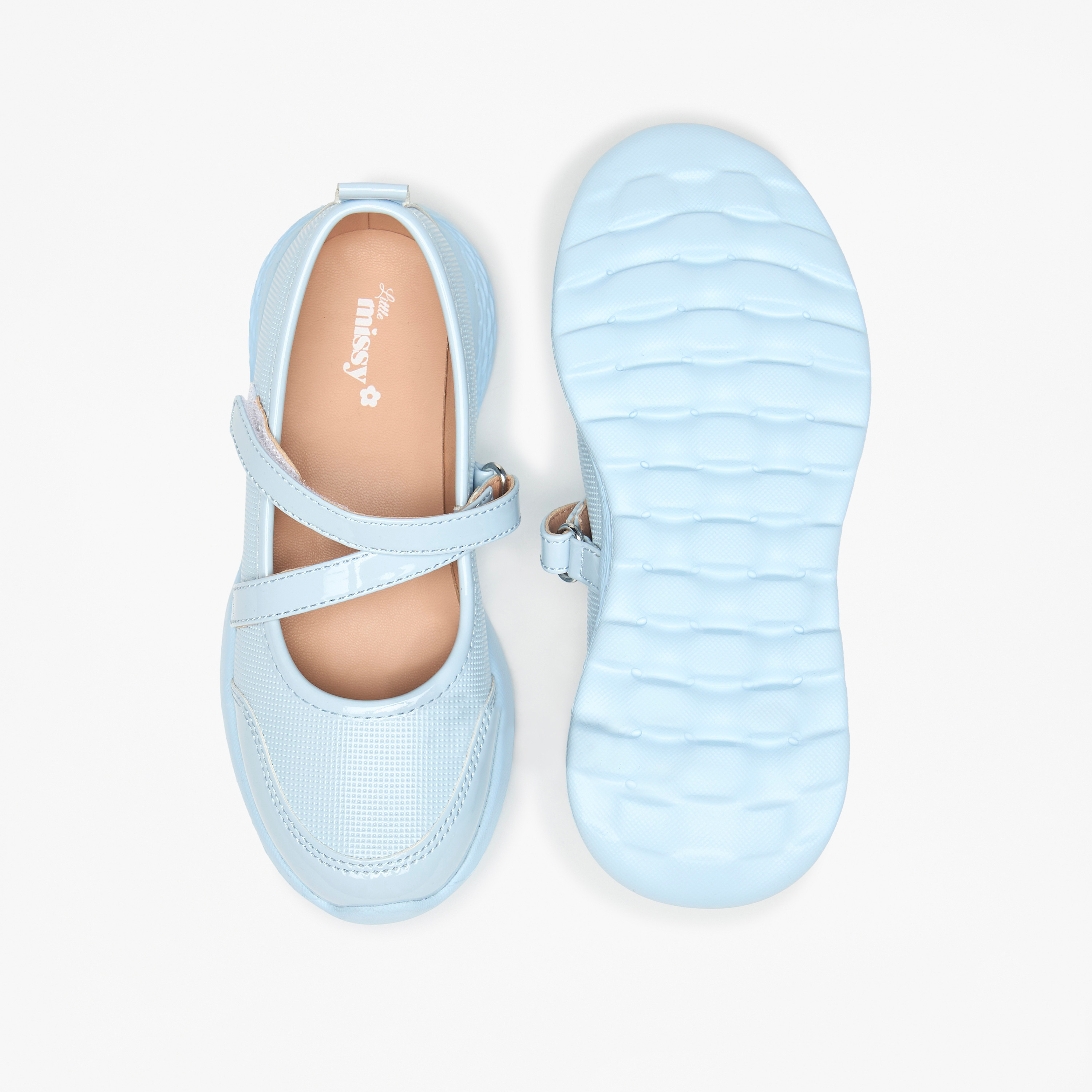Little Missy Panelled Mary Jane Shoes with Hook and Loop Closure-girls-shoes-schoolshoes-image-4
