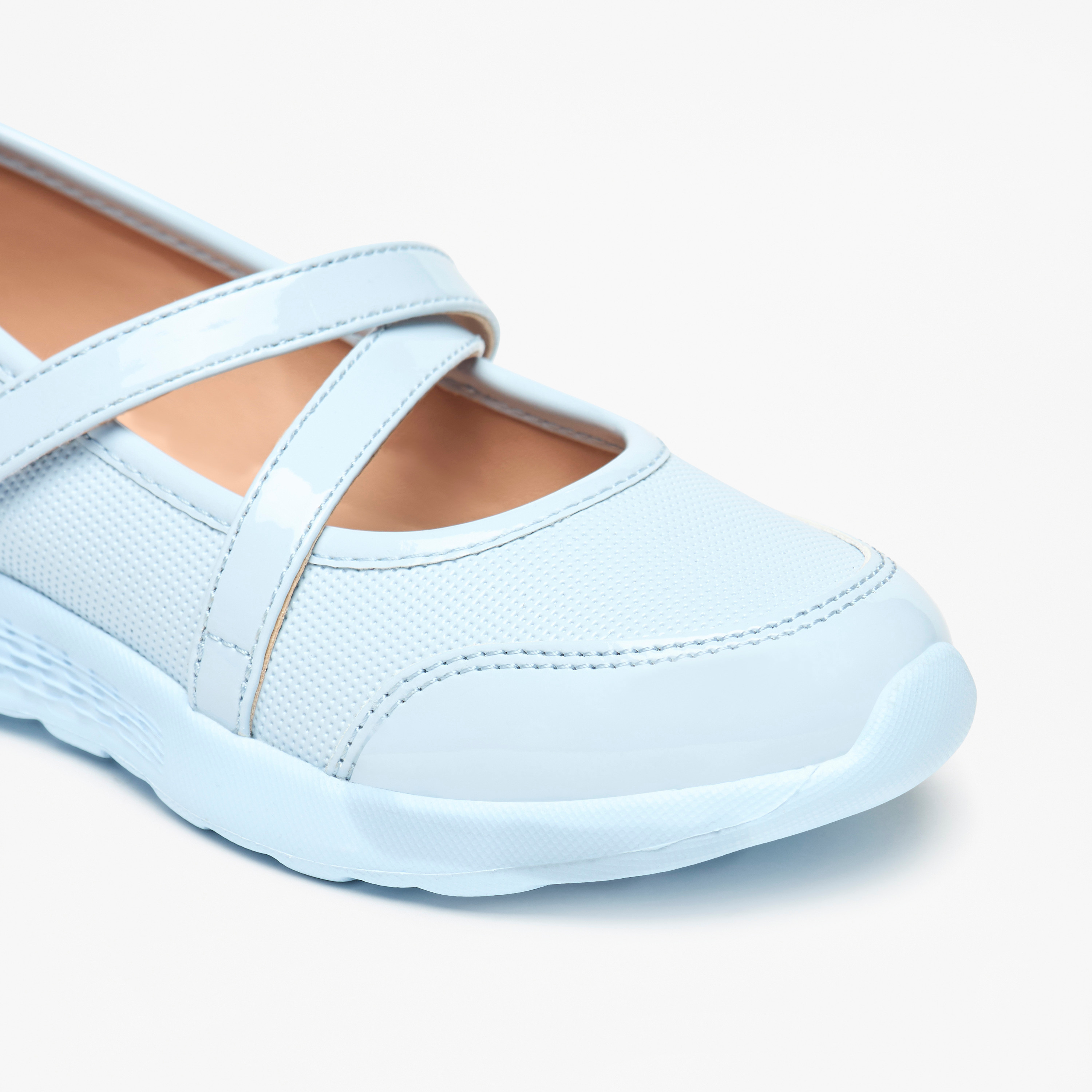 Little Missy Panelled Mary Jane Shoes with Hook and Loop Closure-girls-shoes-schoolshoes-image-5