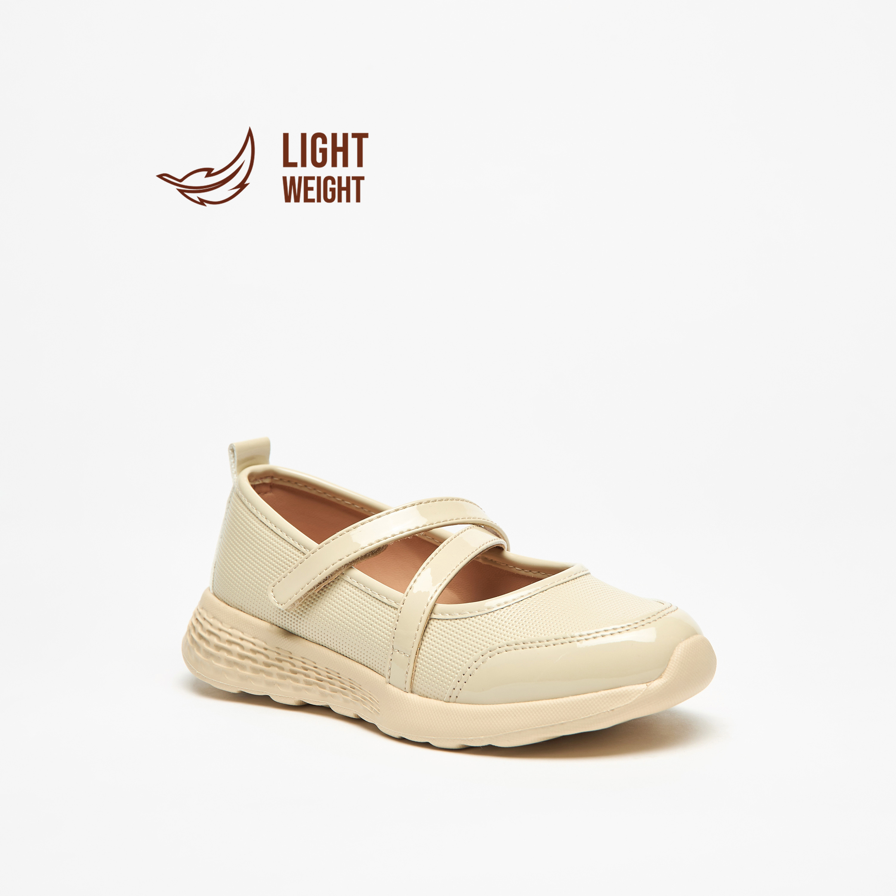 Little Missy Panelled Mary Jane Shoes with Hook and Loop Closure-girls-shoes-schoolshoes-image-6