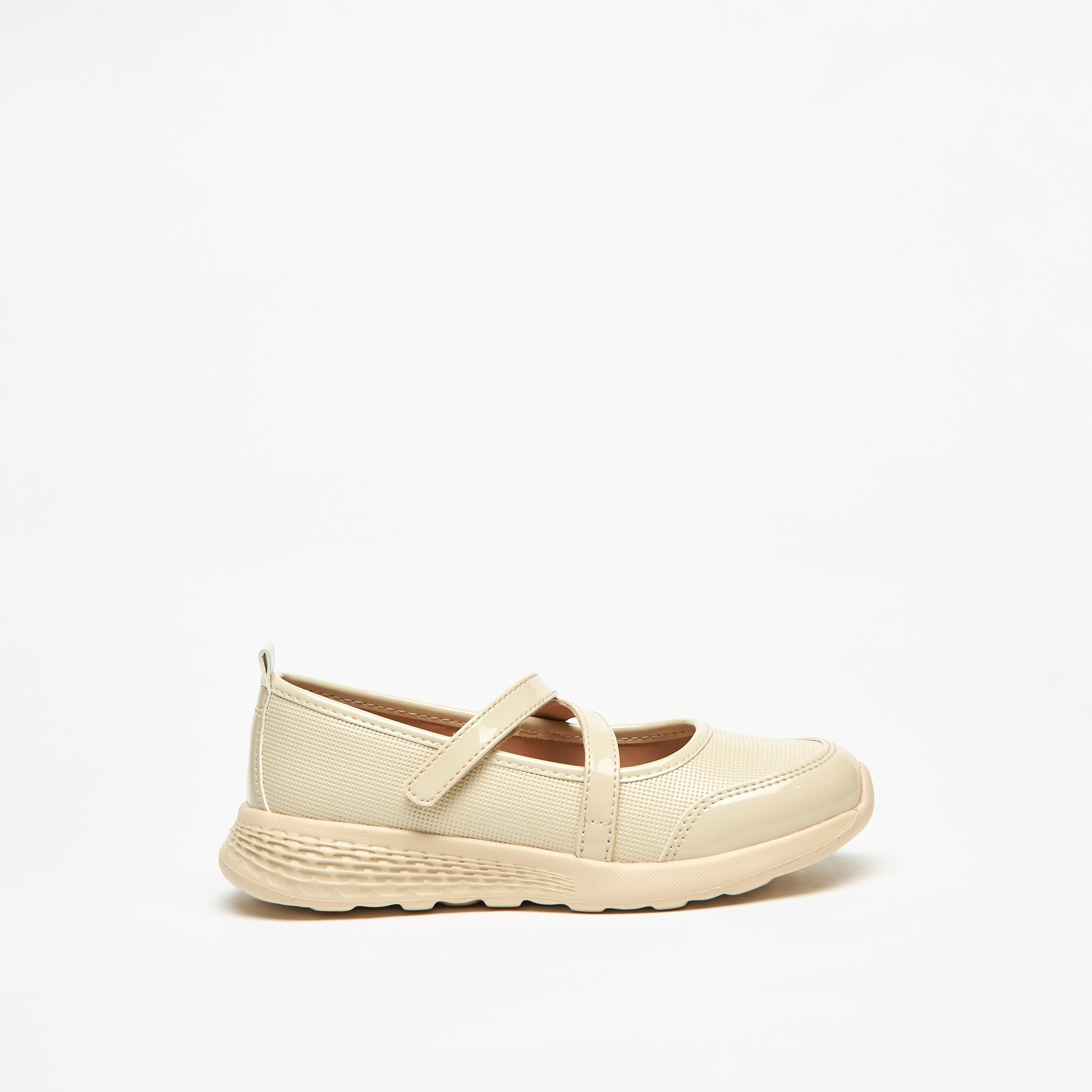 Little Missy Panelled Mary Jane Shoes with Hook and Loop Closure-girls-shoes-schoolshoes-image-8