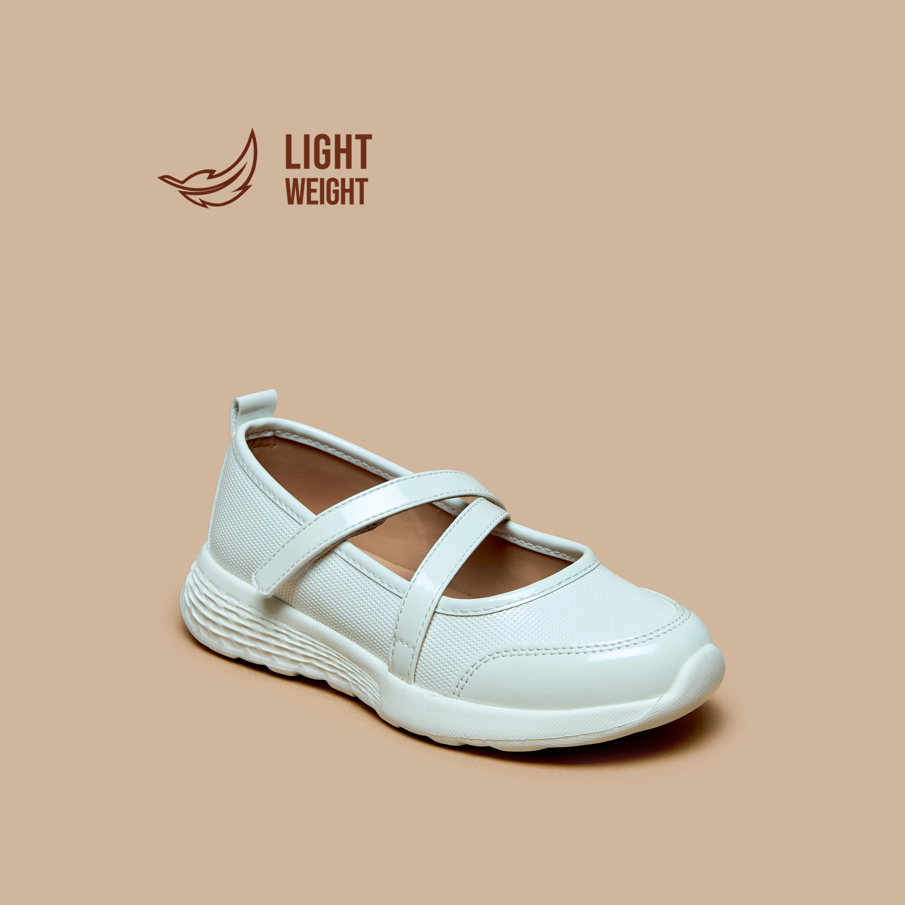 Little Missy Panelled Mary Jane Shoes with Hook and Loop Closure-girls-shoes-schoolshoes-image-1