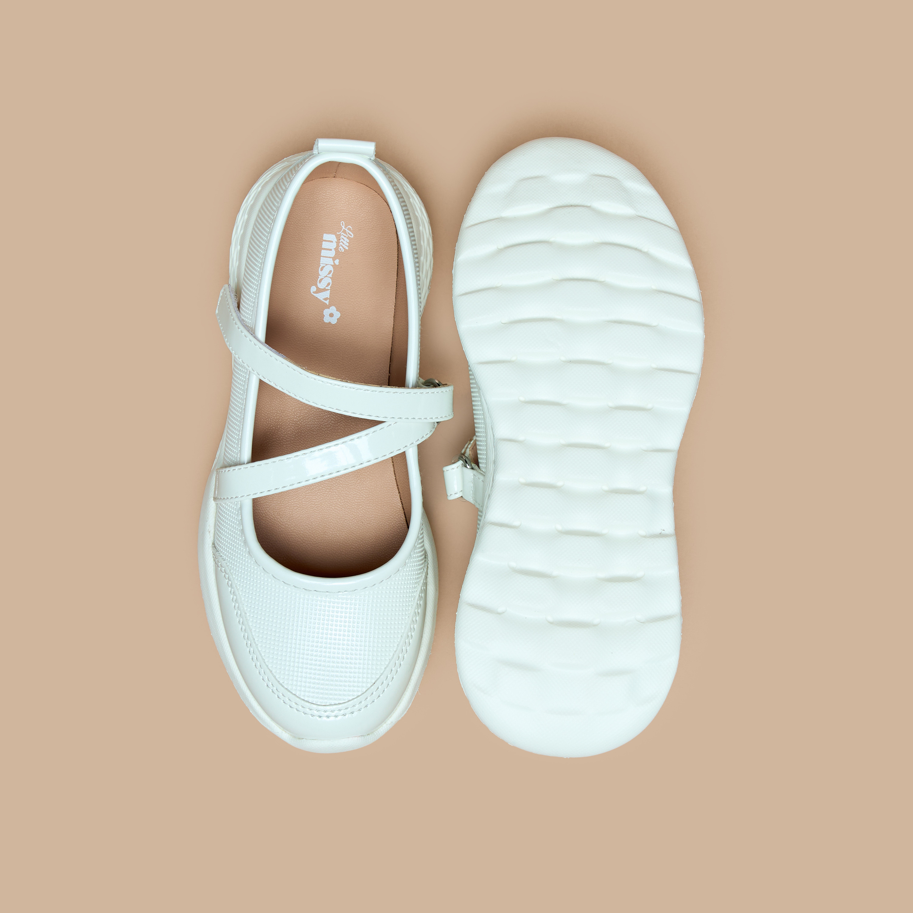 Little Missy Panelled Mary Jane Shoes with Hook and Loop Closure-girls-shoes-schoolshoes-image-4