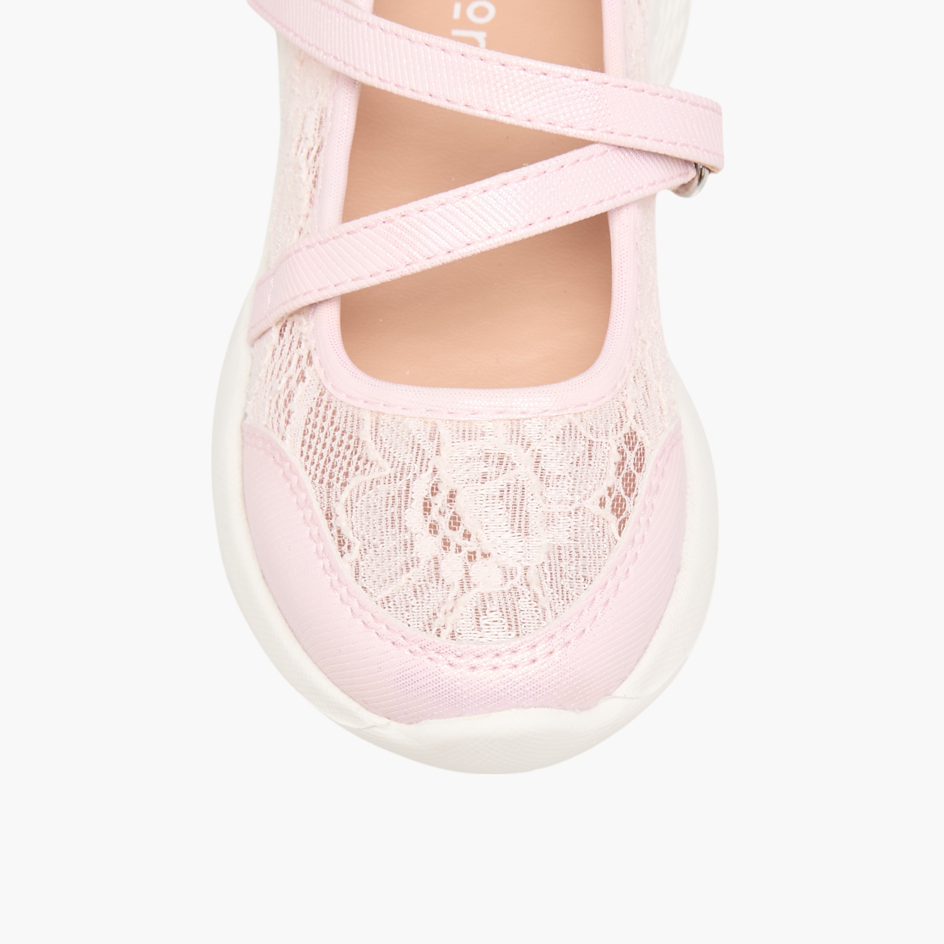 Little Missy Lace Detail Mary Jane Shoes with Hook and Loop Closure-girls-shoes-maryjanes-image-4