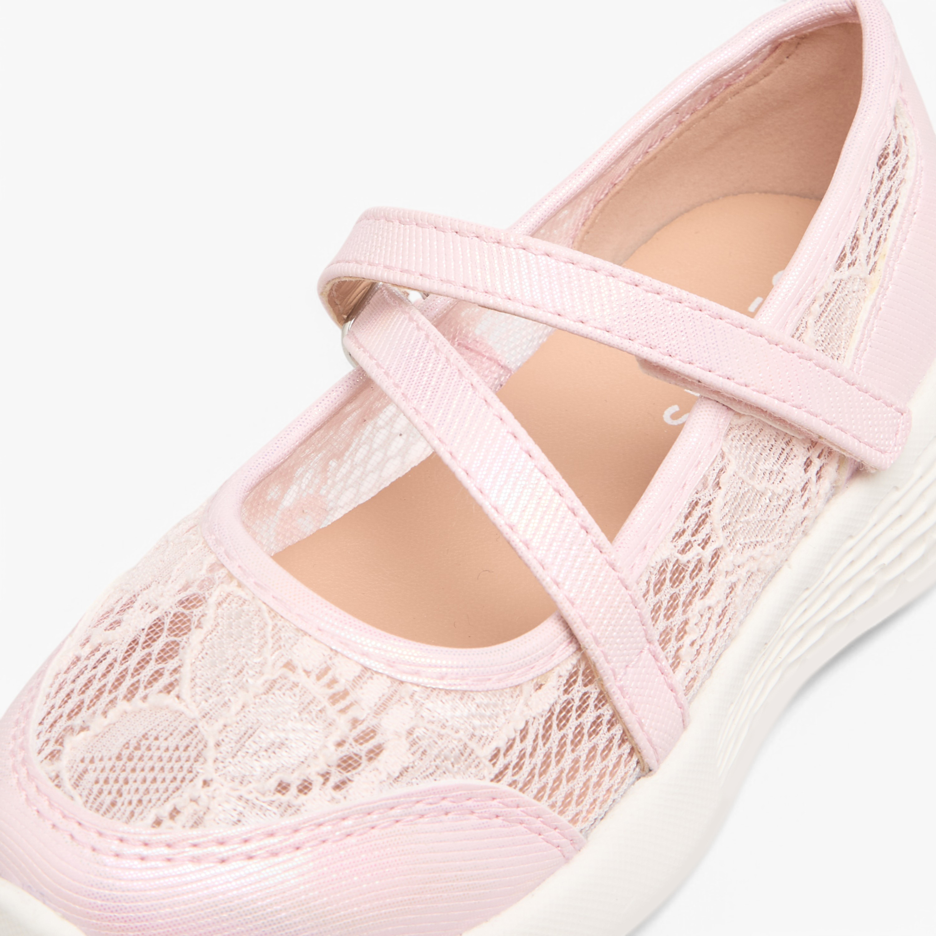 Little Missy Lace Detail Mary Jane Shoes with Hook and Loop Closure-girls-shoes-maryjanes-image-5
