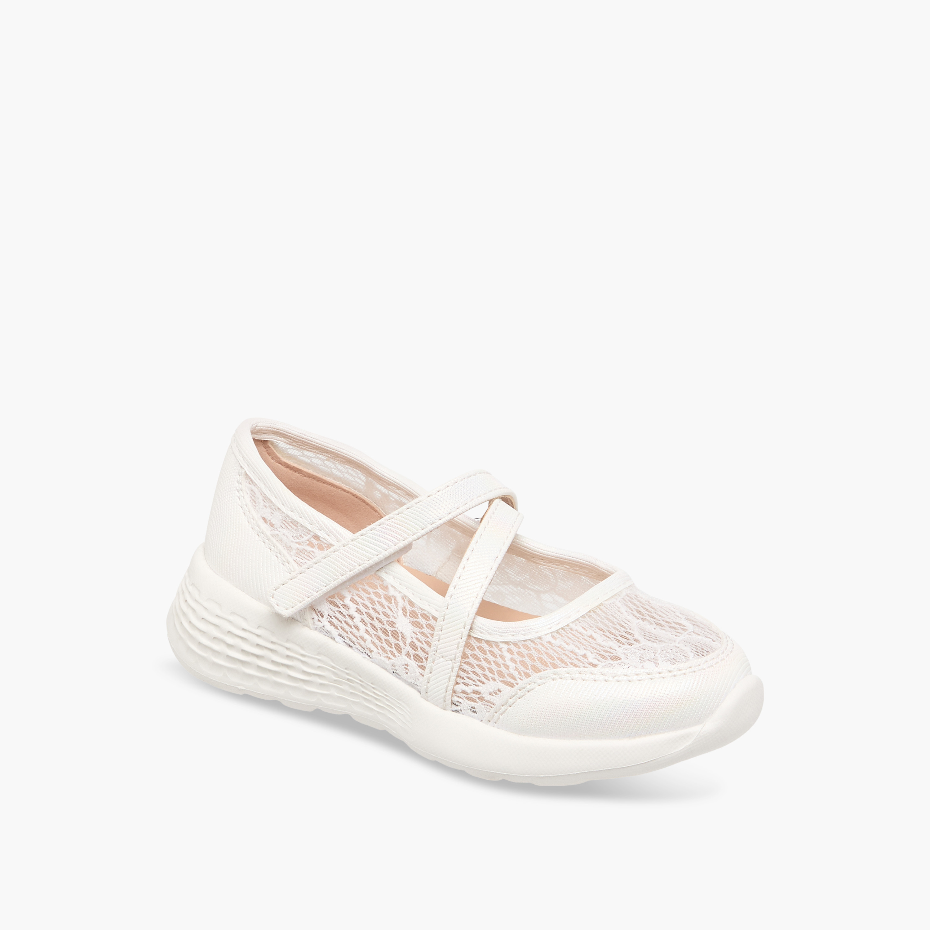Juniors Lace Detail Mary Jane Shoes with Hook and Loop Closure-girls-shoes-maryjanes-image-2