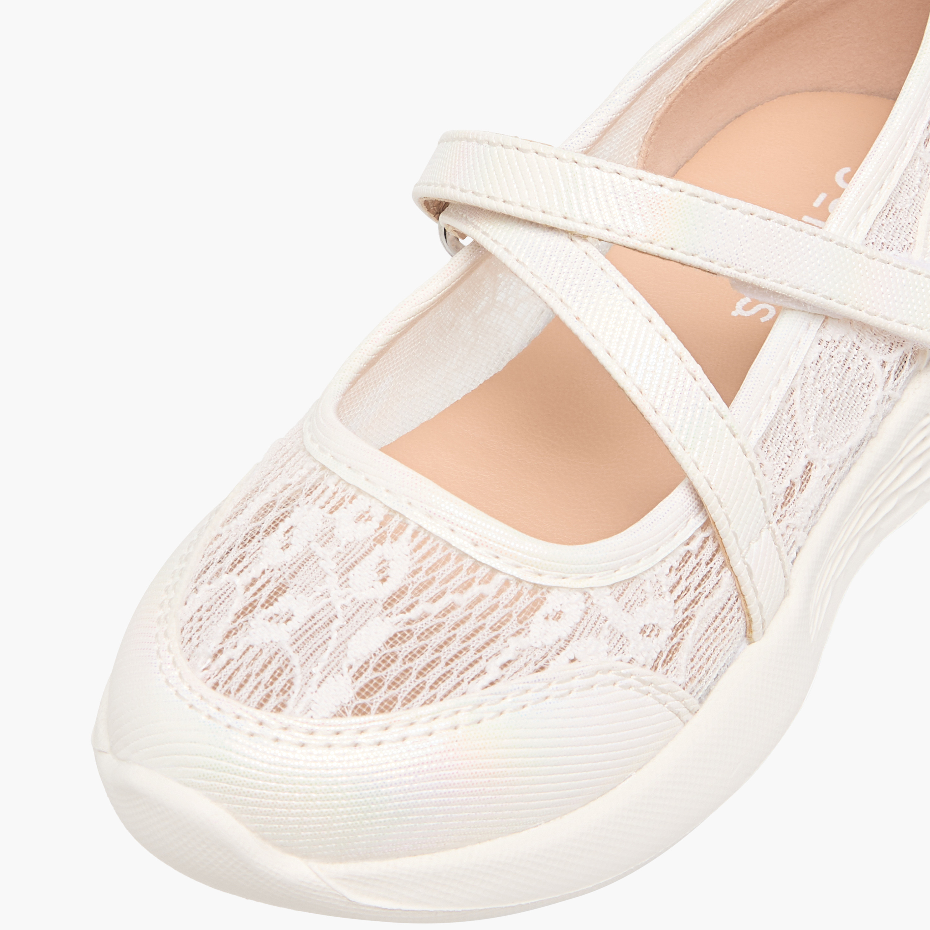 Juniors Lace Detail Mary Jane Shoes with Hook and Loop Closure-girls-shoes-maryjanes-image-5