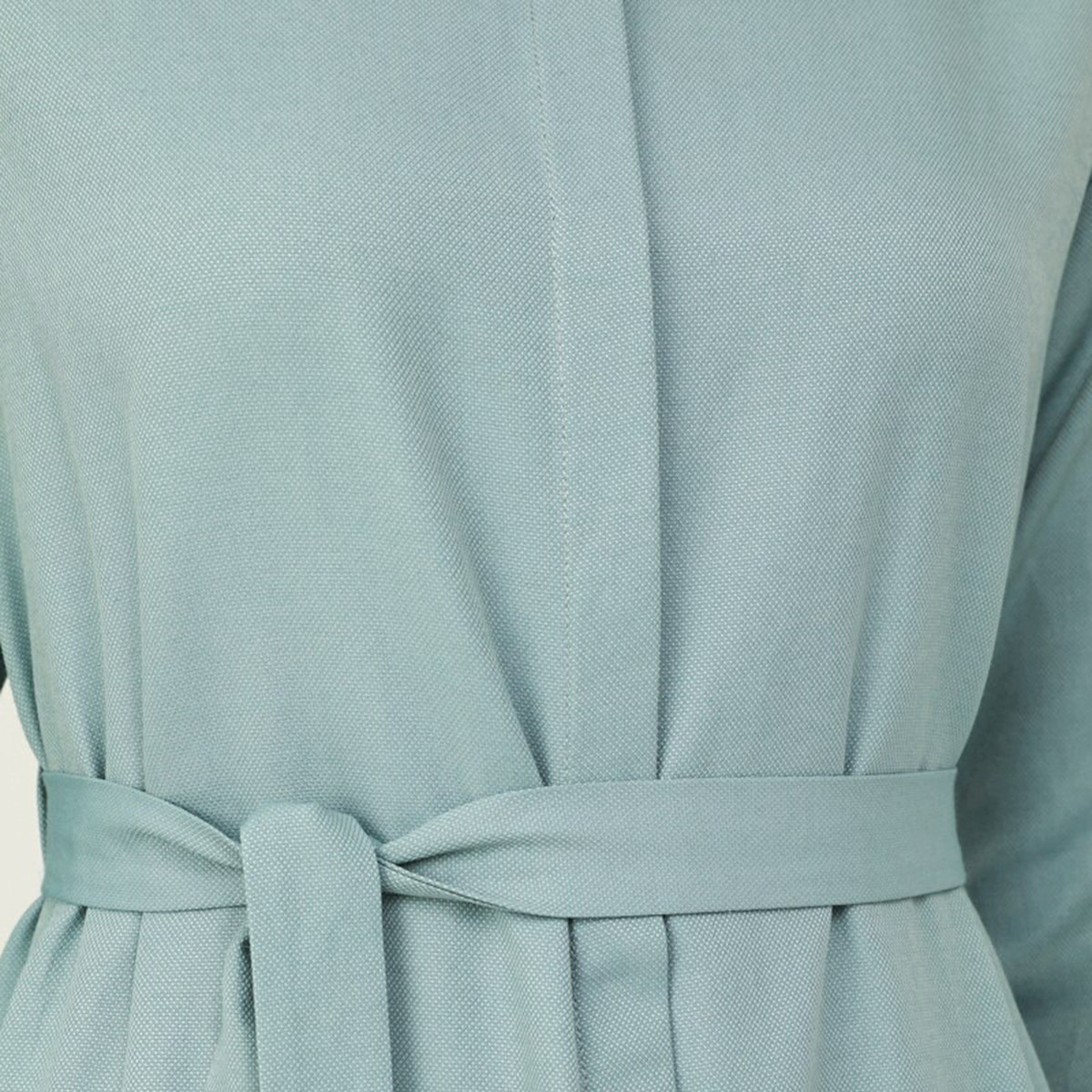 Modanisa Women Mint Plain Tie Belt Shirt Dress with Hidden Button Placket-women-clothing-dresses-image-3