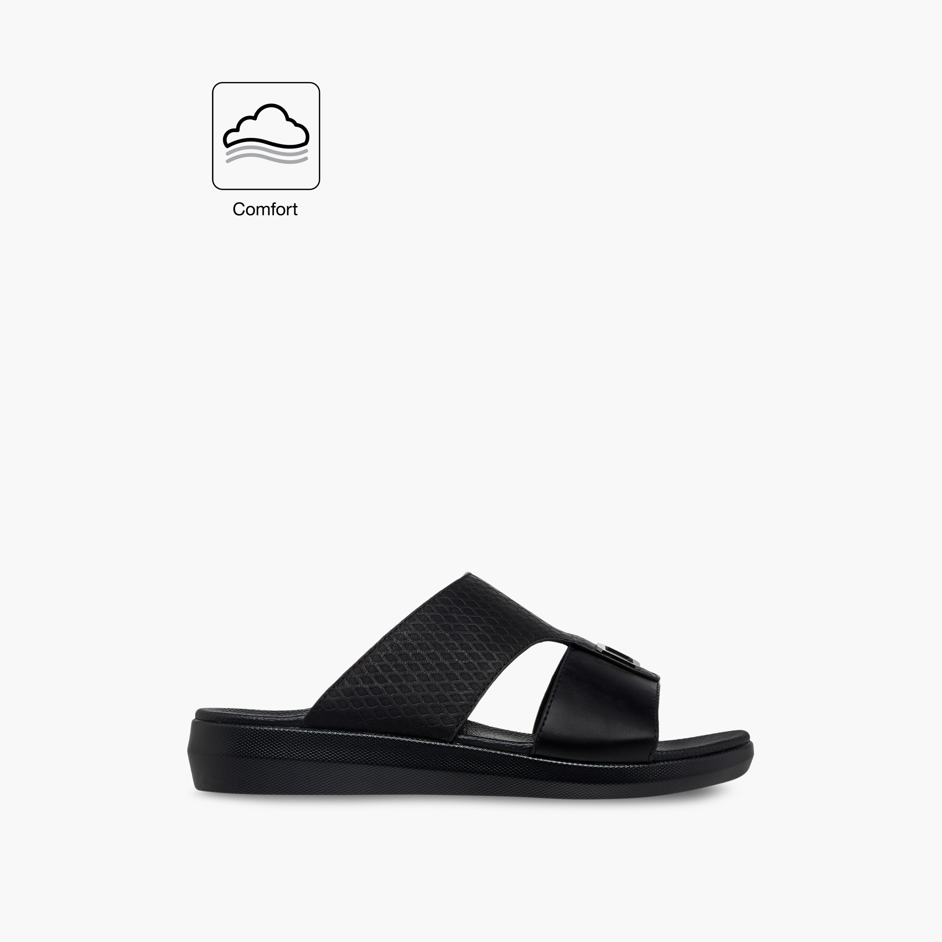 صندل مريح سهل الارتداء بارز الملمس بتفاصيل ميتاليك من إل بي إل من شو إكسبريس-men-shoes-sandals-image-2
