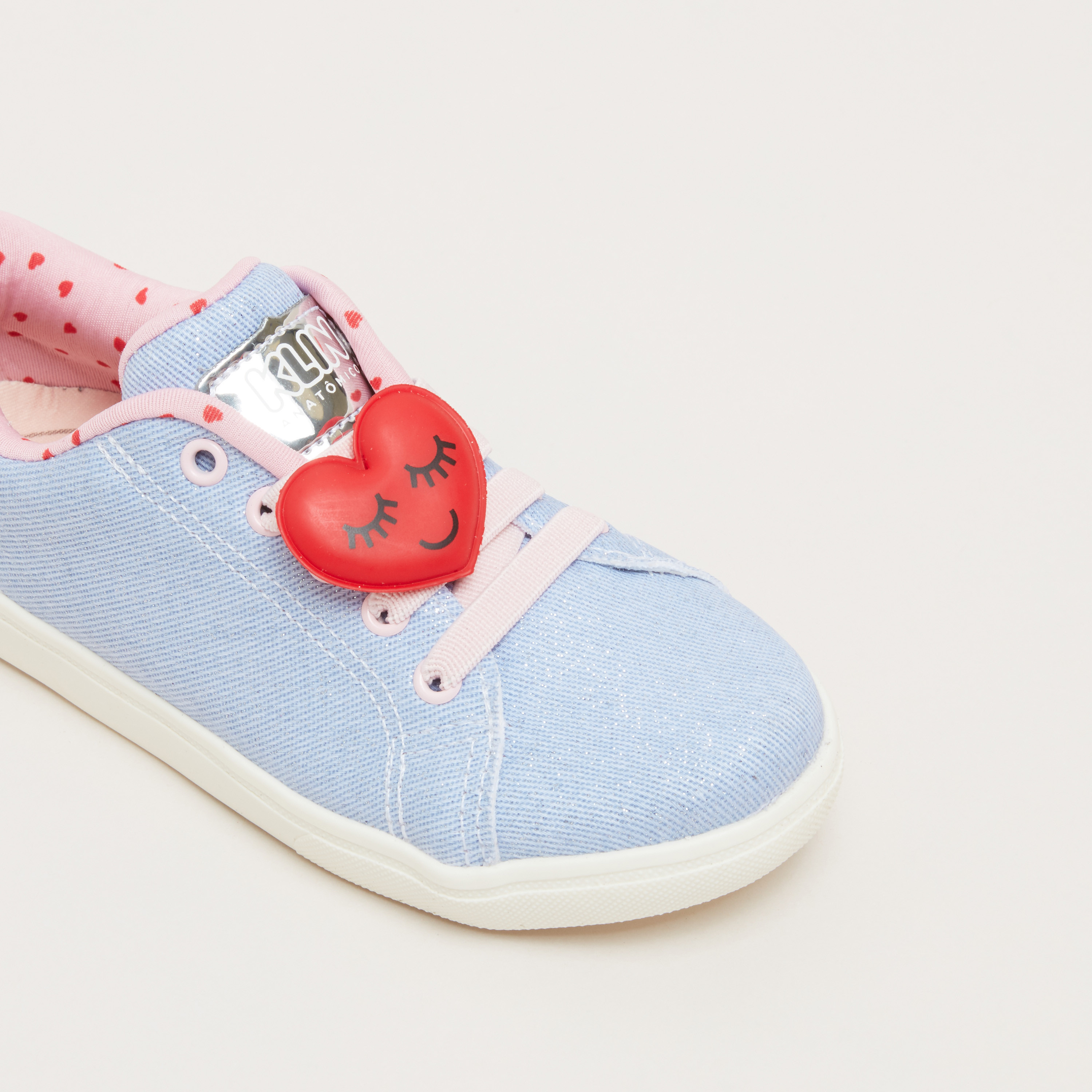 KLIN Lace-Up Sneakers with Heart Applique Detail-girls-shoes-sneakers-image-3