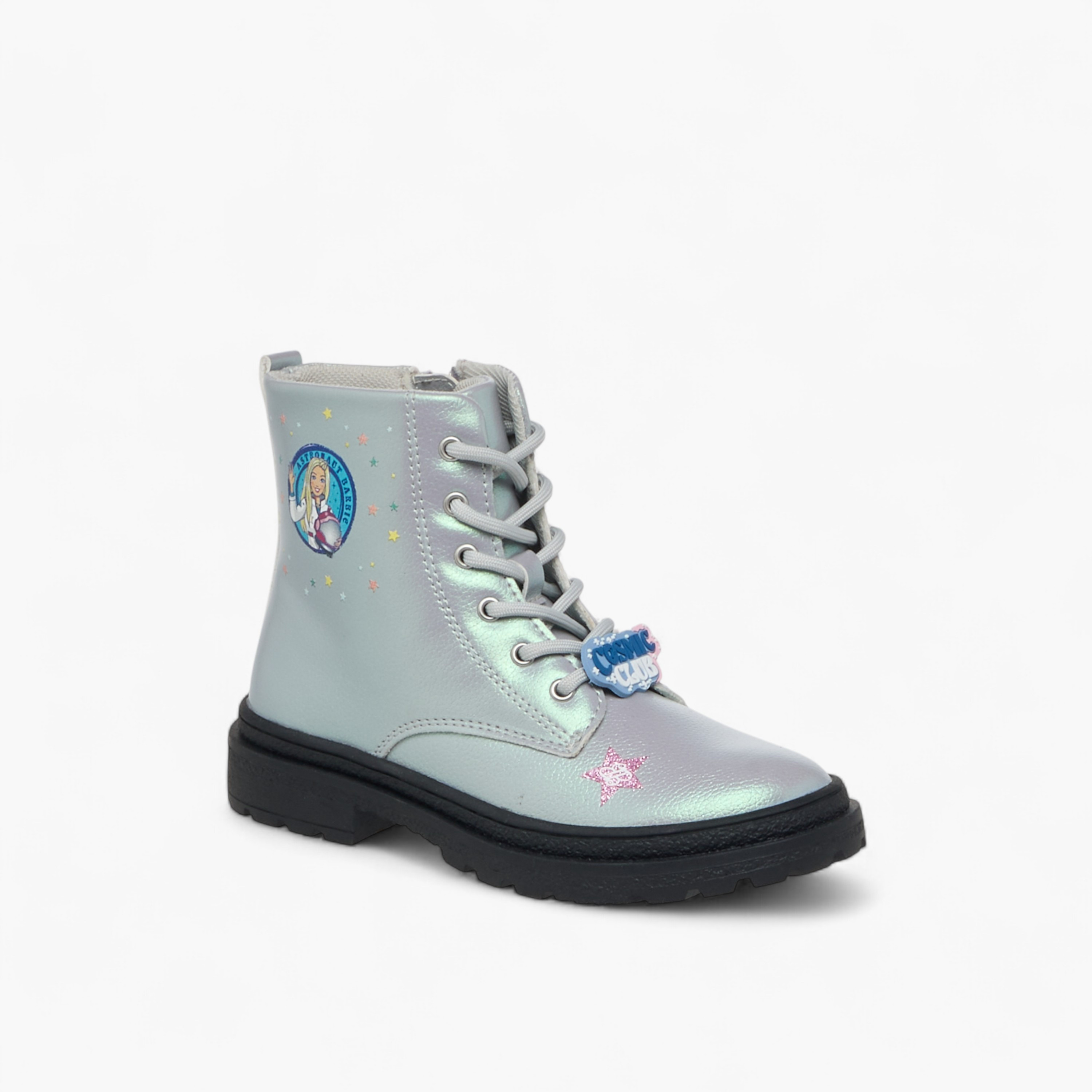 Barbie Printed Ankle Boots with Zip Closure-girls-shoes-boots-image-2