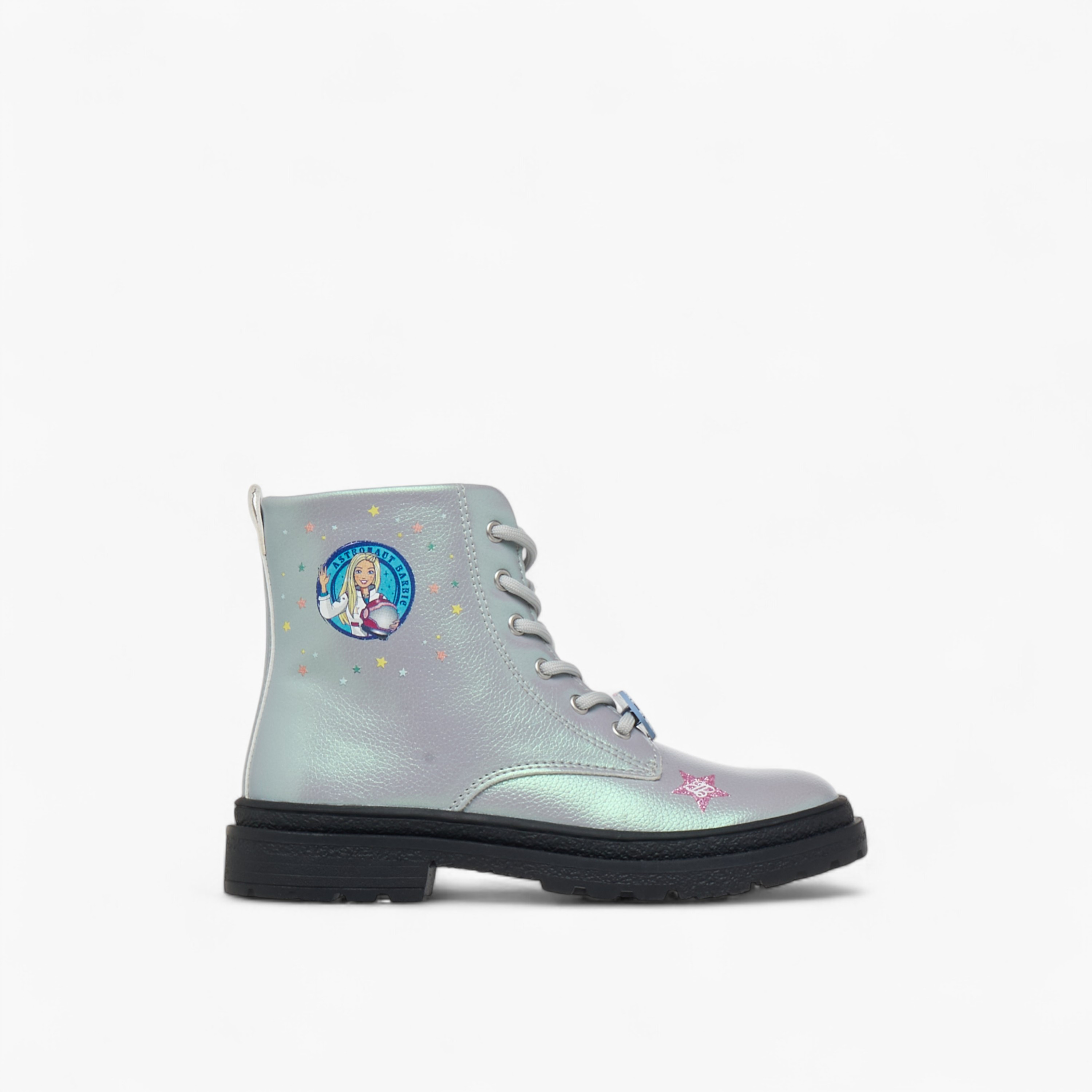 Barbie Printed Ankle Boots with Zip Closure-girls-shoes-boots-image-3