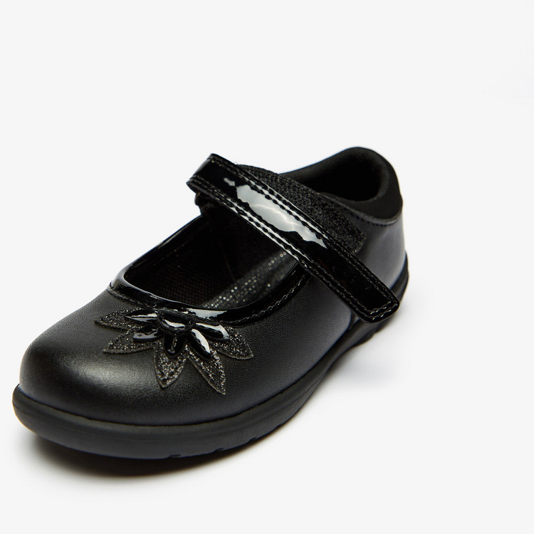 Juniors Textured Mary Jane Shoes with Hook and Loop Closure