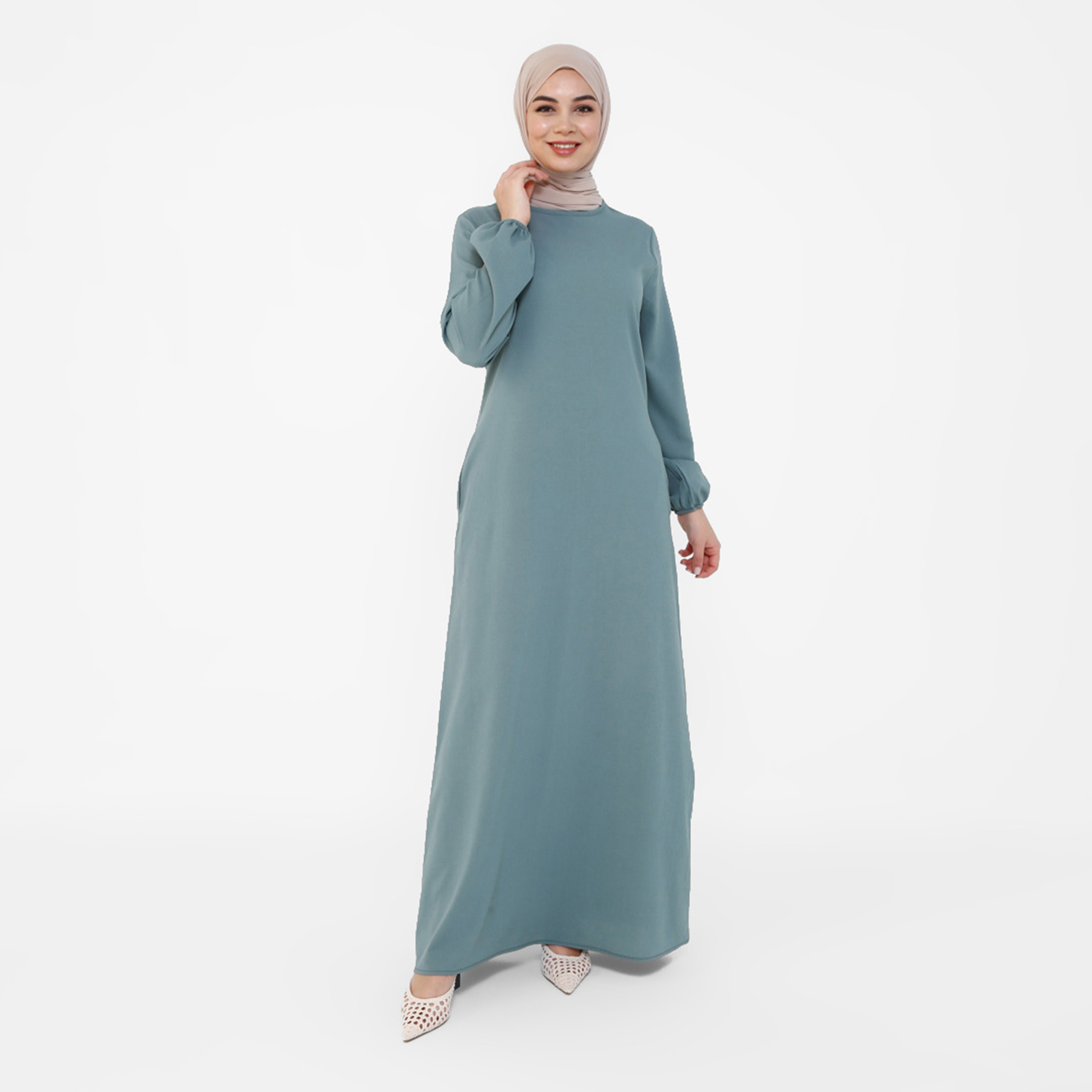 Tavin Plain Back Keyhole Button Dress-women-clothing-dresses-image-1