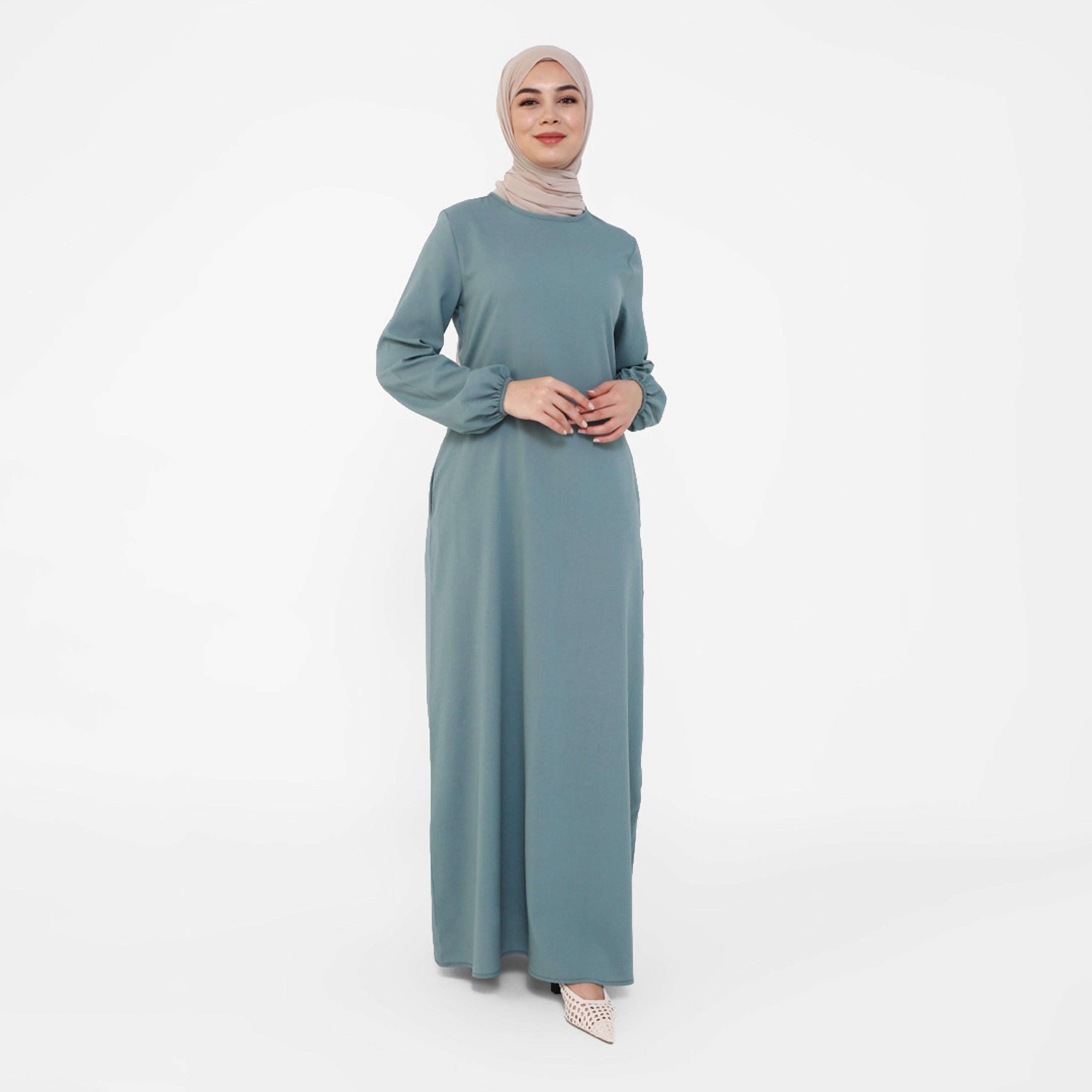 Tavin Plain Back Keyhole Button Dress-women-clothing-dresses-image-2