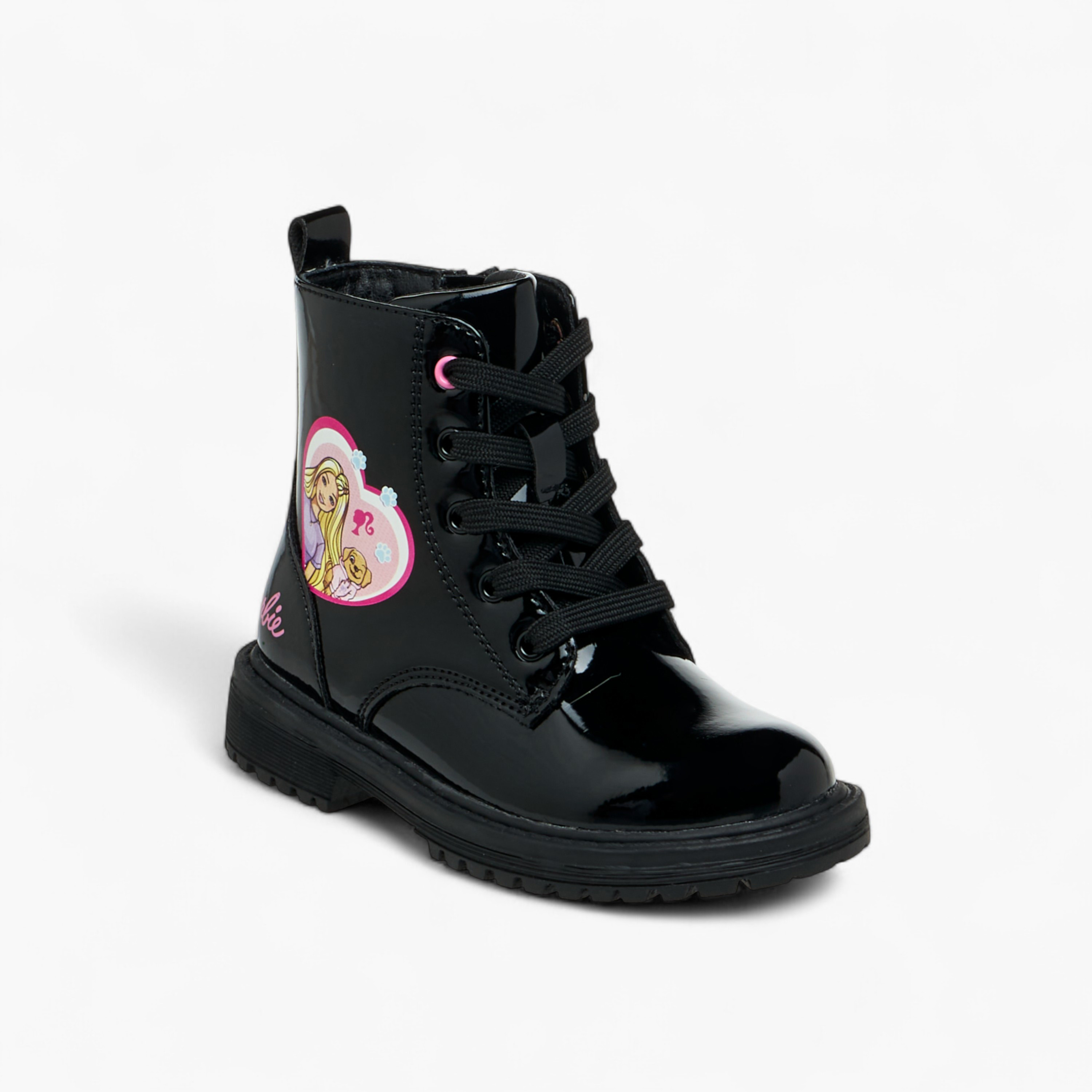 Barbie Printed Ankle Boots with Zip Closure-girls-shoes-boots-image-2