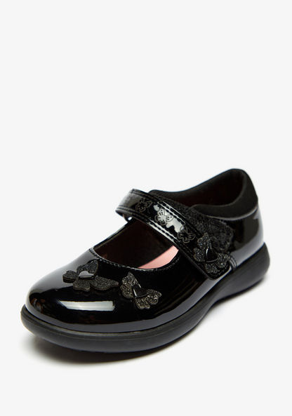 Juniors Butterfly Accented Mary Jane Shoes with Hook and Loop Closure
