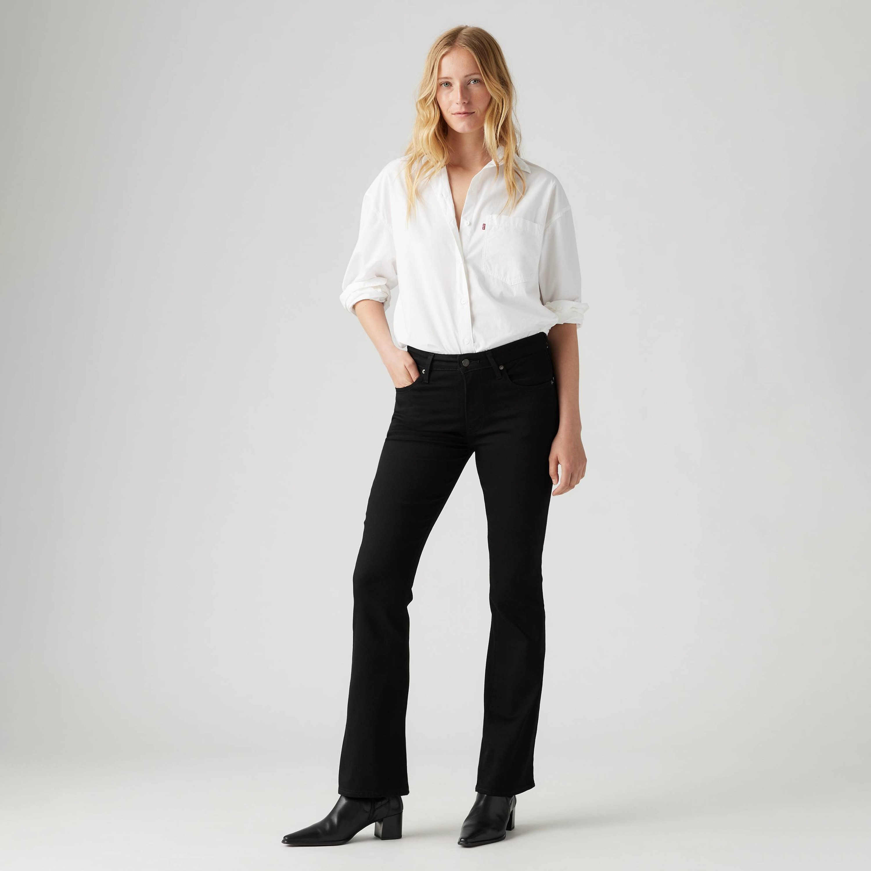 Levi's 725 Bootcut Fit Black Plain Women's Jeans Inseam 30-women-clothing-bottoms-jeans-image-2