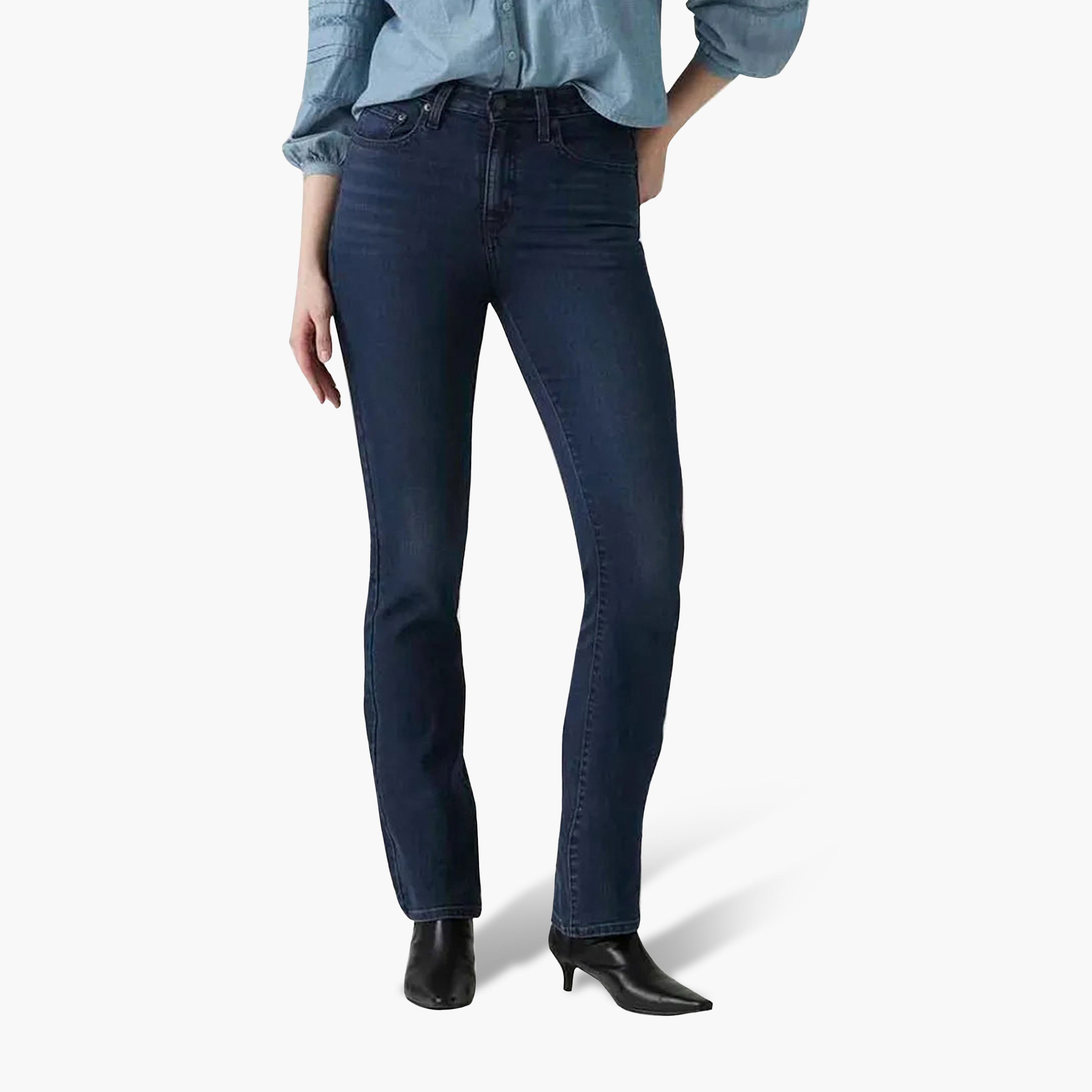 Levi's 725 Bootcut Fit Blue Plain Women's Jeans Inseam 30-women-clothing-bottoms-jeans-image-1