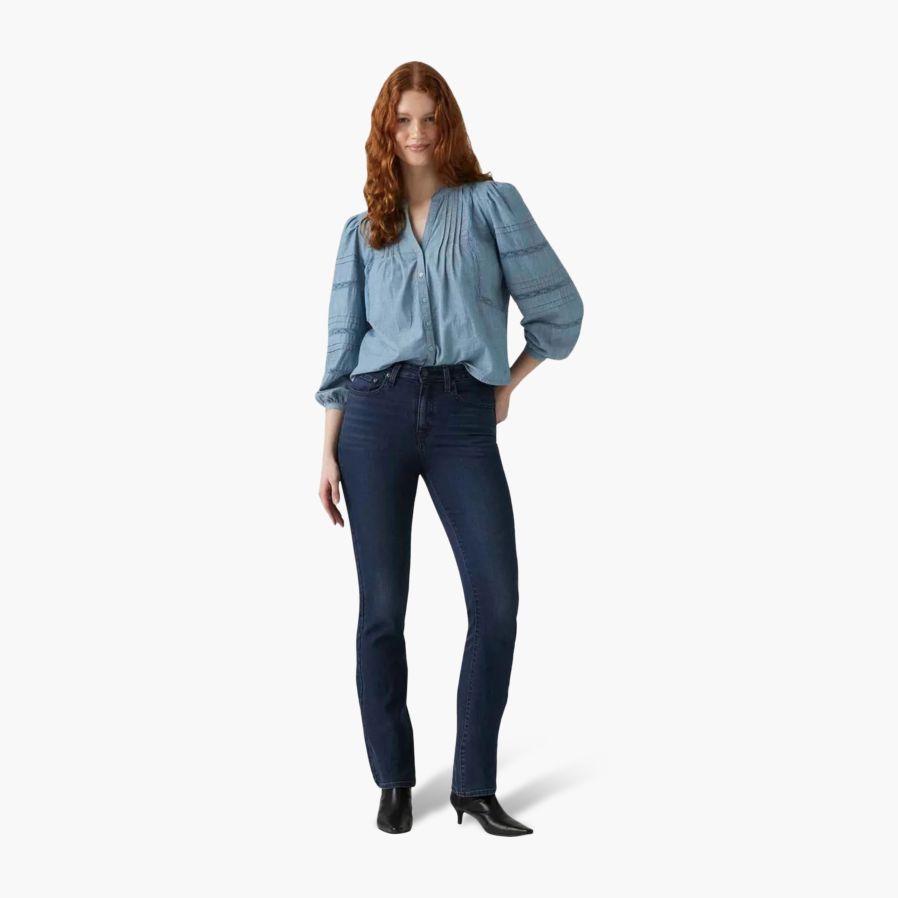 Levi's 725 Bootcut Fit Blue Plain Women's Jeans Inseam 30-women-clothing-bottoms-jeans-image-2