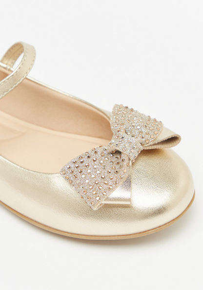 Pampili Embellished Round Toe Ballerina Shoes with Bow Applique and Buckle Closure-Girl%27s Ballerinas-image-4