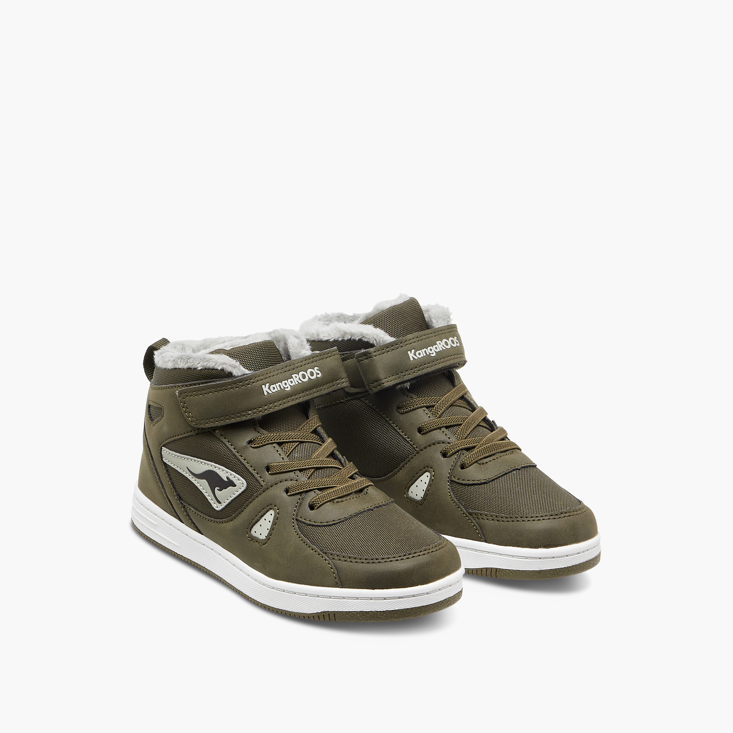 KangaROOS Boys' Panelled High Top Sneakers with Hook and Loop Closure-boys-shoes-sneakers-image-1