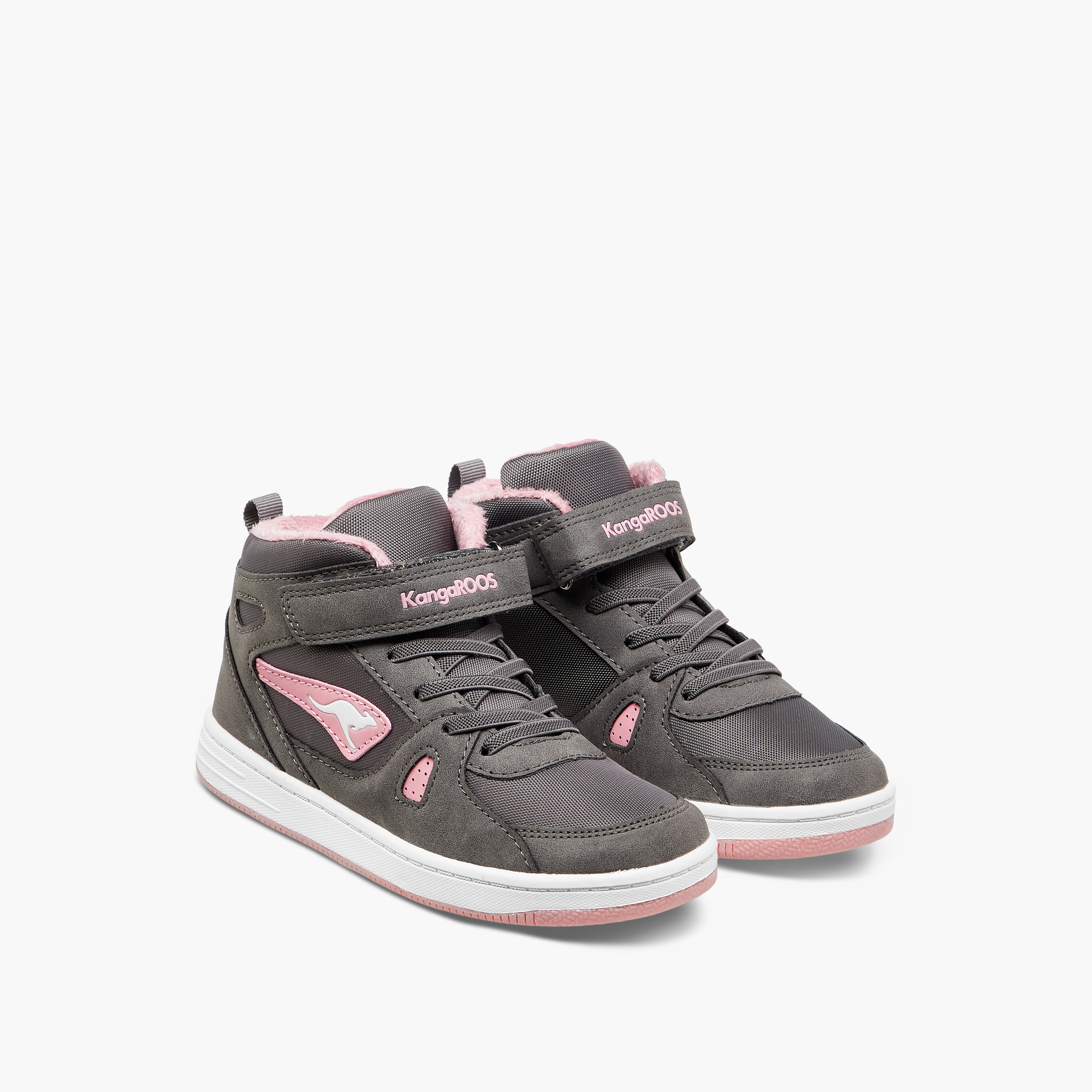 حذاء سنيكرز متعدد التصاميم برقبة عالية وشريط إغلاق لاصق للبنات من كانجاروز-girls-shoes-sneakers-image-1