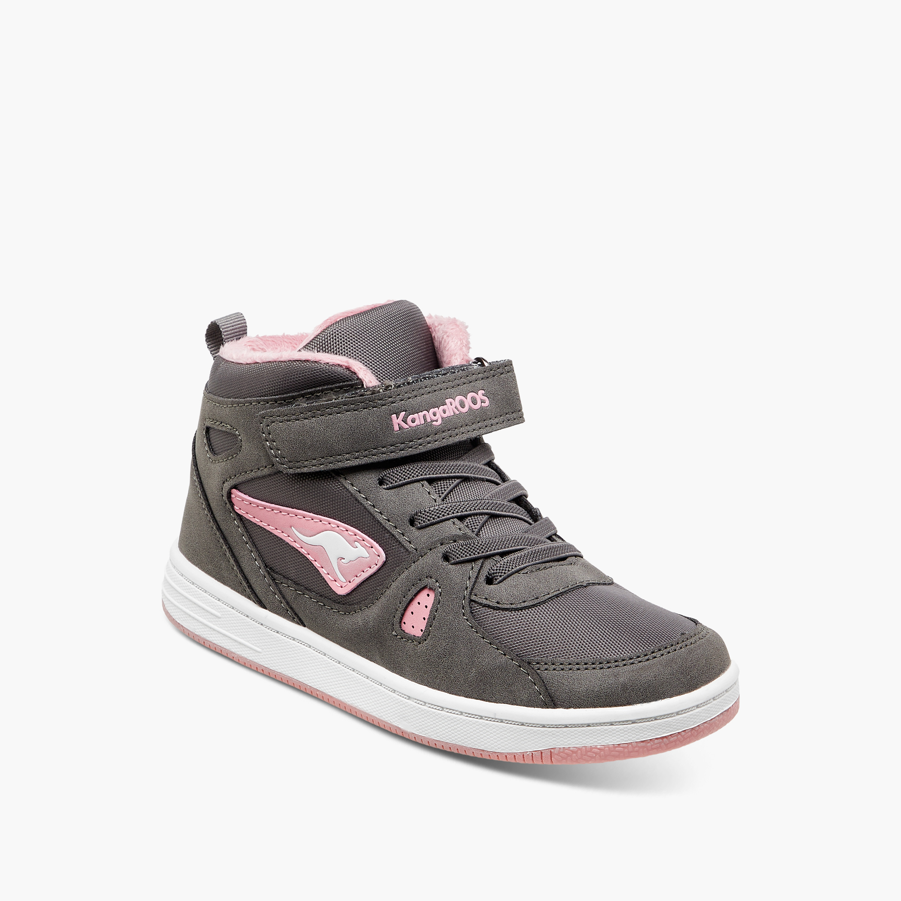 حذاء سنيكرز متعدد التصاميم برقبة عالية وشريط إغلاق لاصق للبنات من كانجاروز-girls-shoes-sneakers-image-2