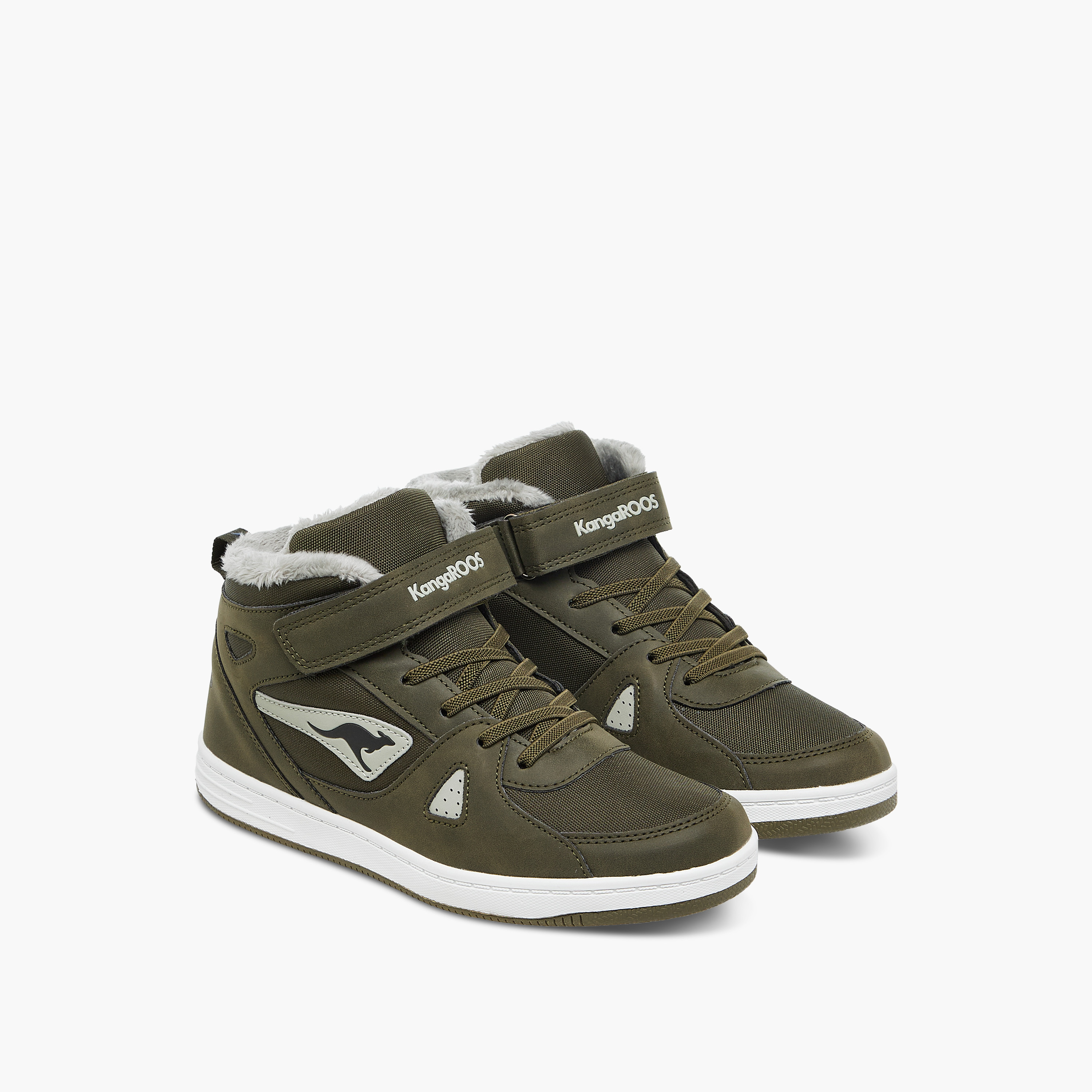 KangaROOS Women's Panelled High Top Sneakers with Hook and Loop Closure-women-shoes-sneakers-image-1