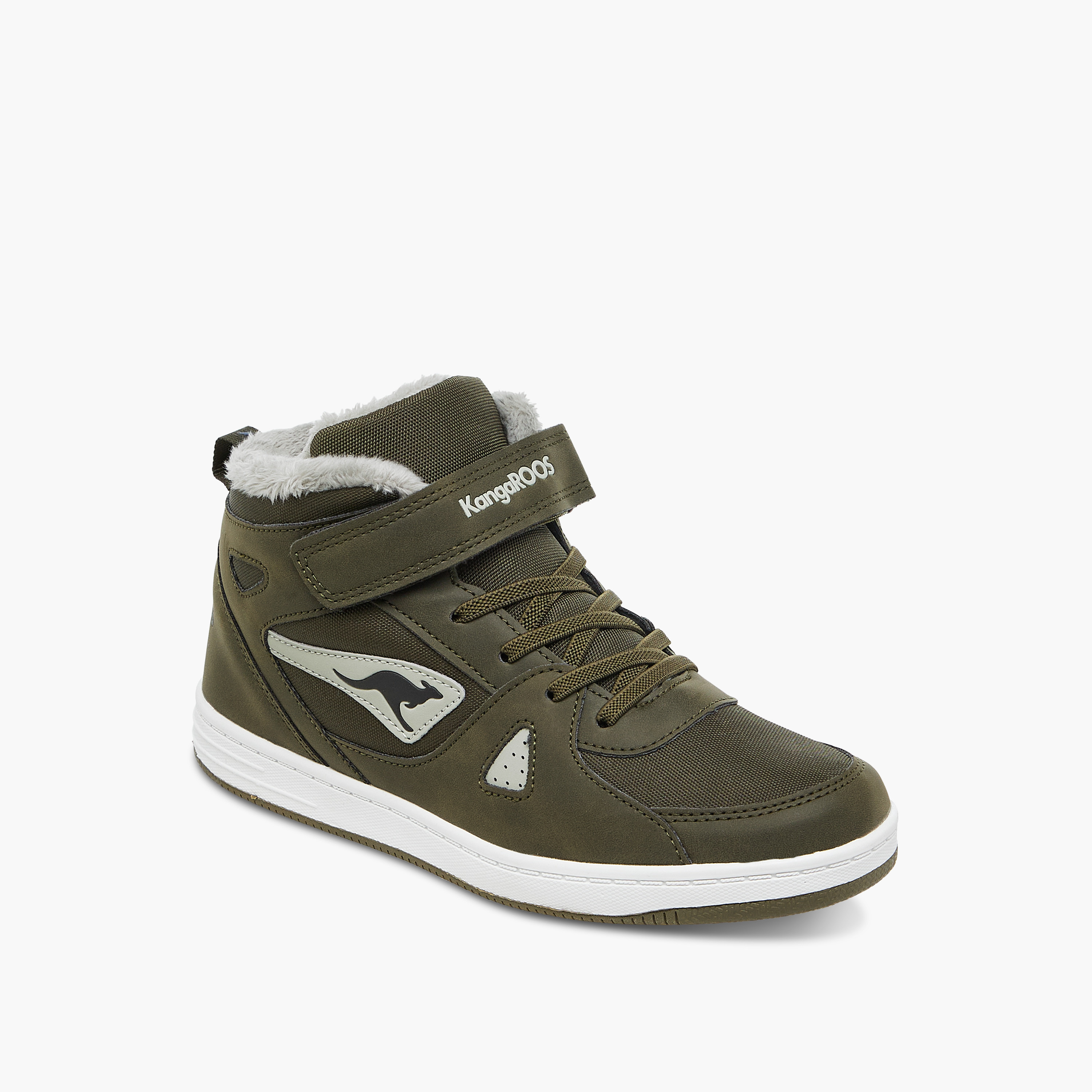 KangaROOS Women's Panelled High Top Sneakers with Hook and Loop Closure-women-shoes-sneakers-image-2