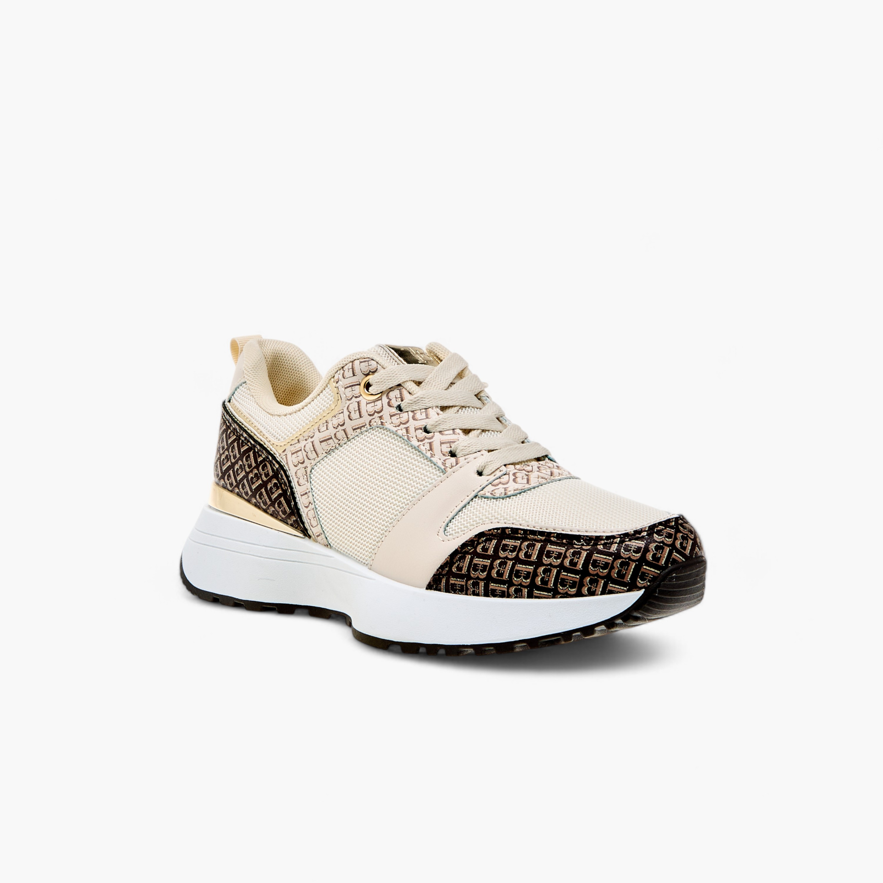 Flora Bella Monogram Print Sneakers with Lace-Up Closure-women-shoes-sneakers-image-2