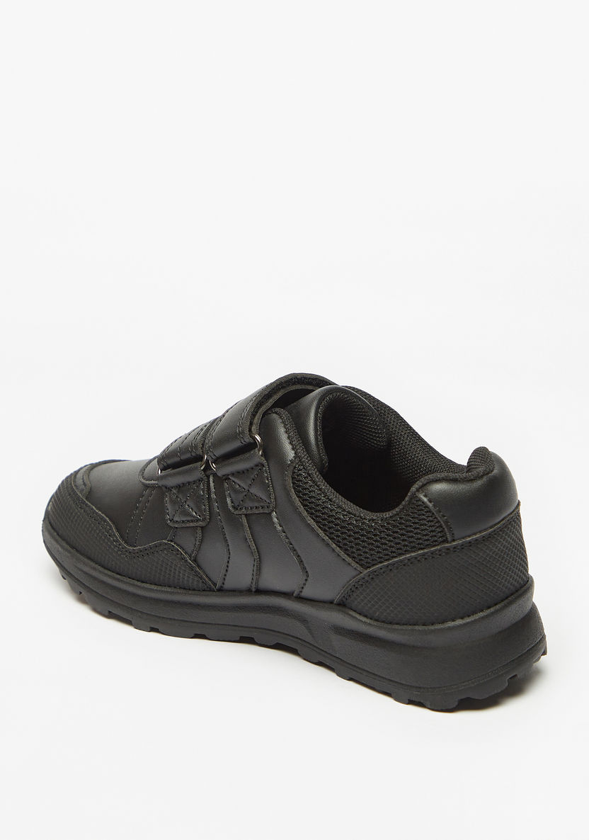 Juniors Textured Sneakers with Hook and Loop Closure-Boy%27s School Shoes-image-1
