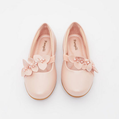 Pampili Slip-On Ballerinas with Floral Appliques-Baby Girl%27s Shoes-image-1