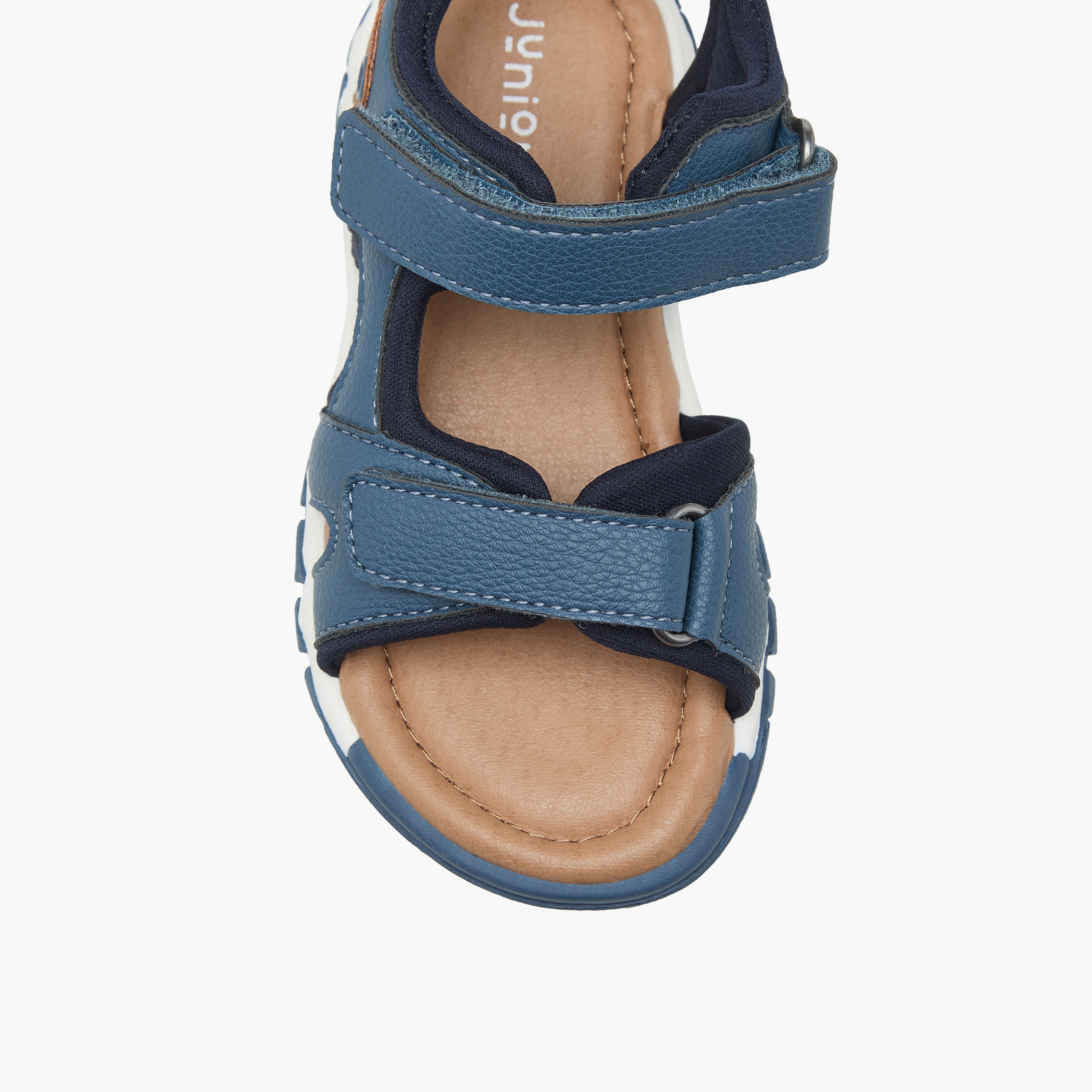 Juniors Textured Floaters with Hook and Loop Closure-baby-boys-shoes-sandals-image-2