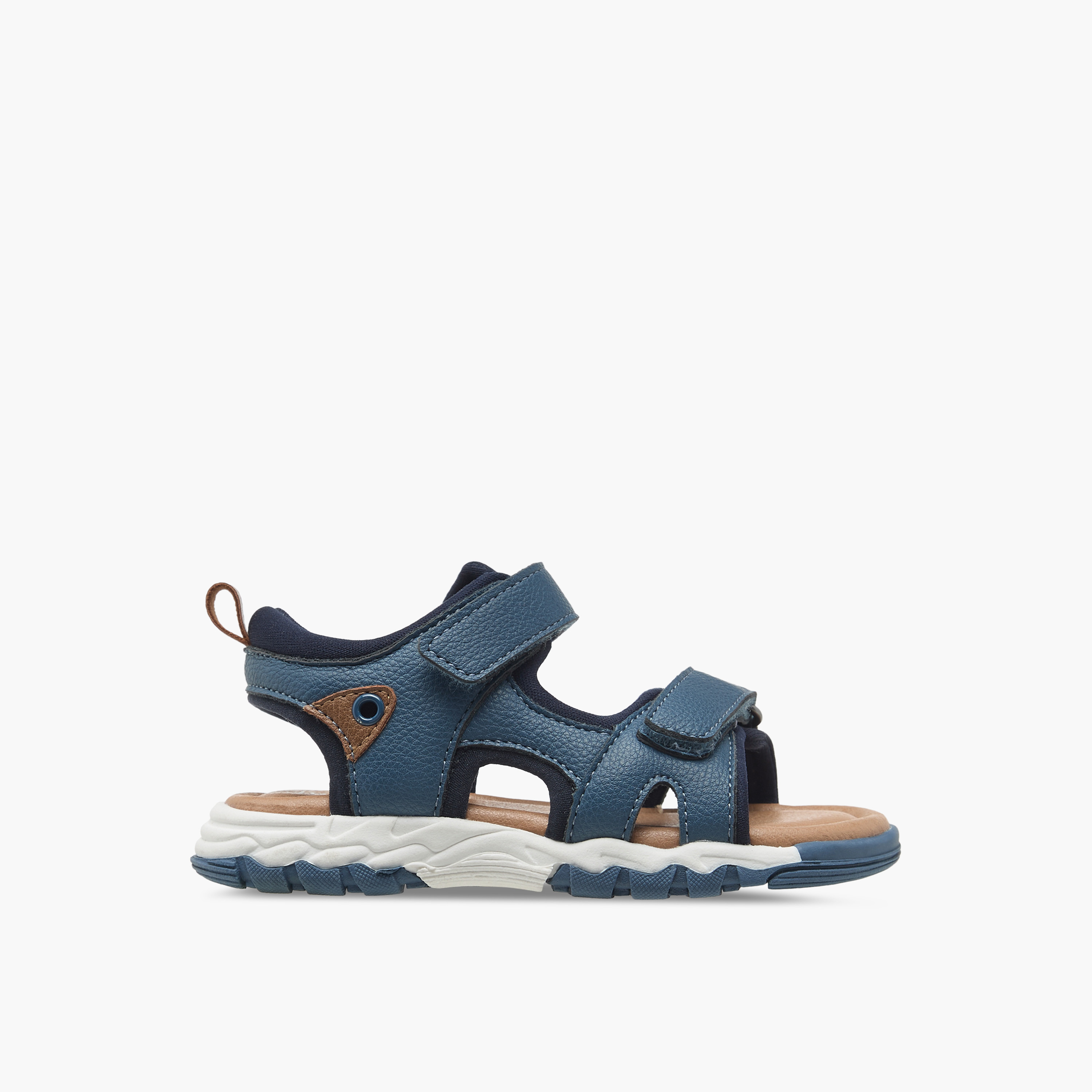 Juniors Textured Floaters with Hook and Loop Closure-baby-boys-shoes-sandals-image-3