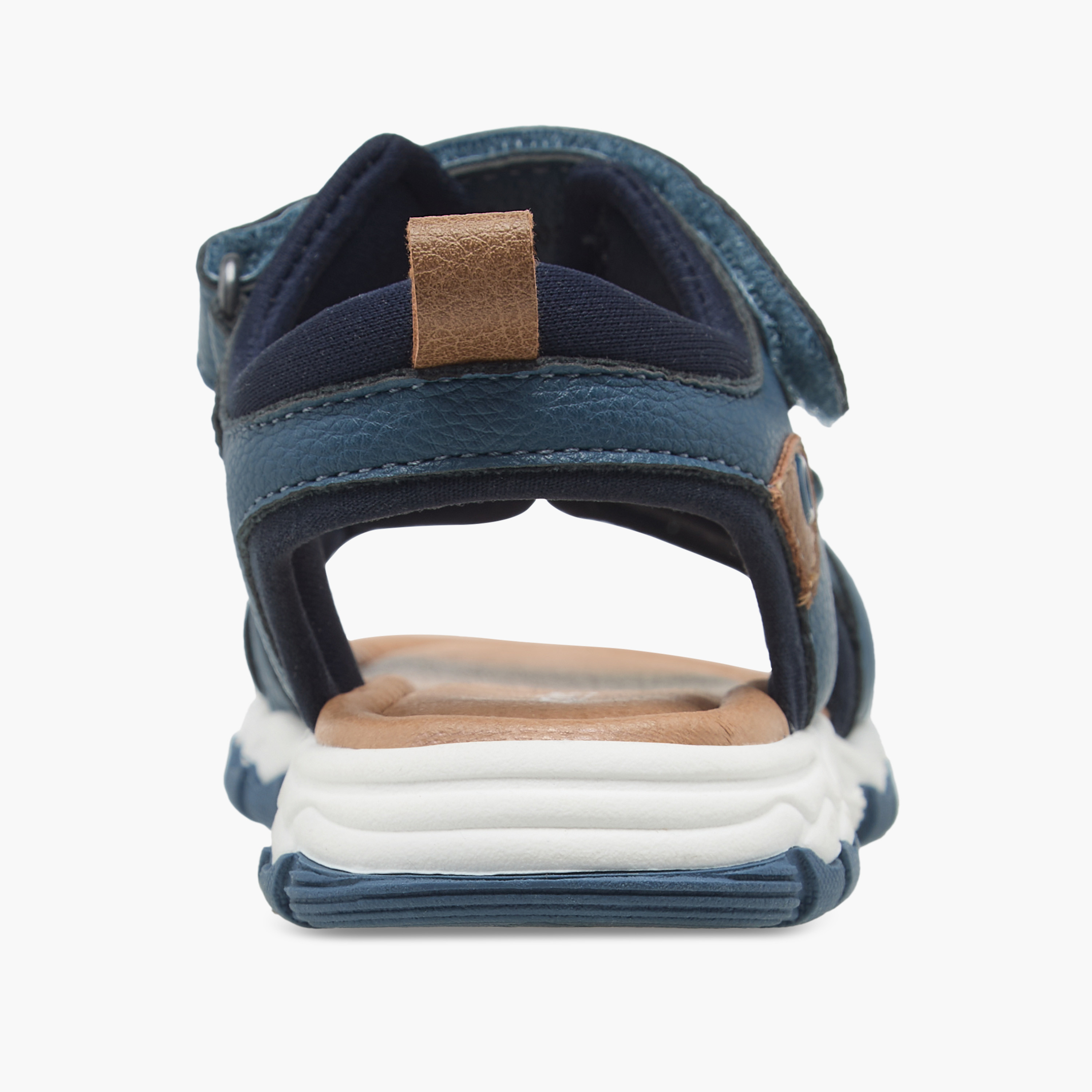 Juniors Textured Floaters with Hook and Loop Closure-baby-boys-shoes-sandals-image-4